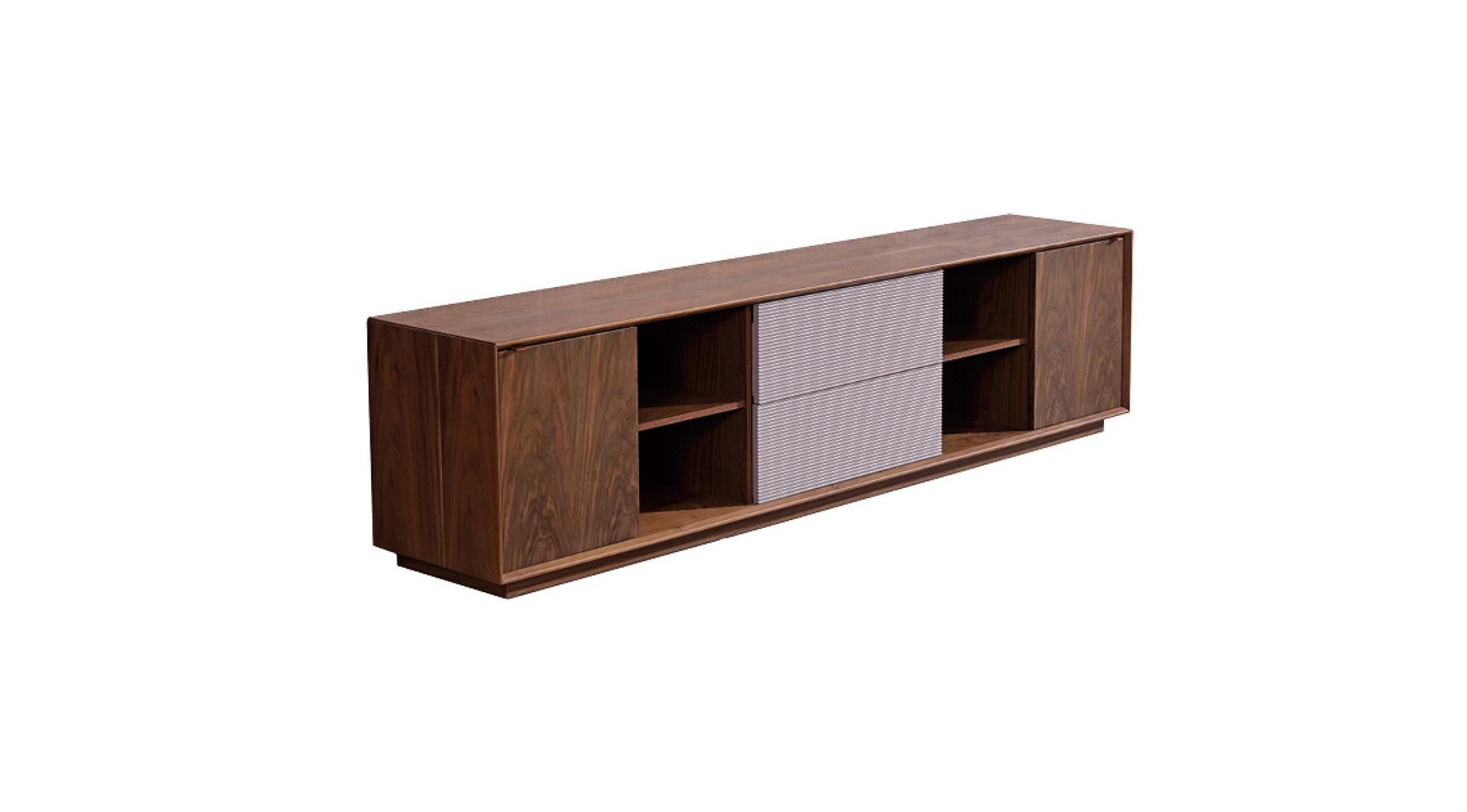 Lowboard Hochglanz TV-Kommode in Braun mit modernem Design und Stauraum