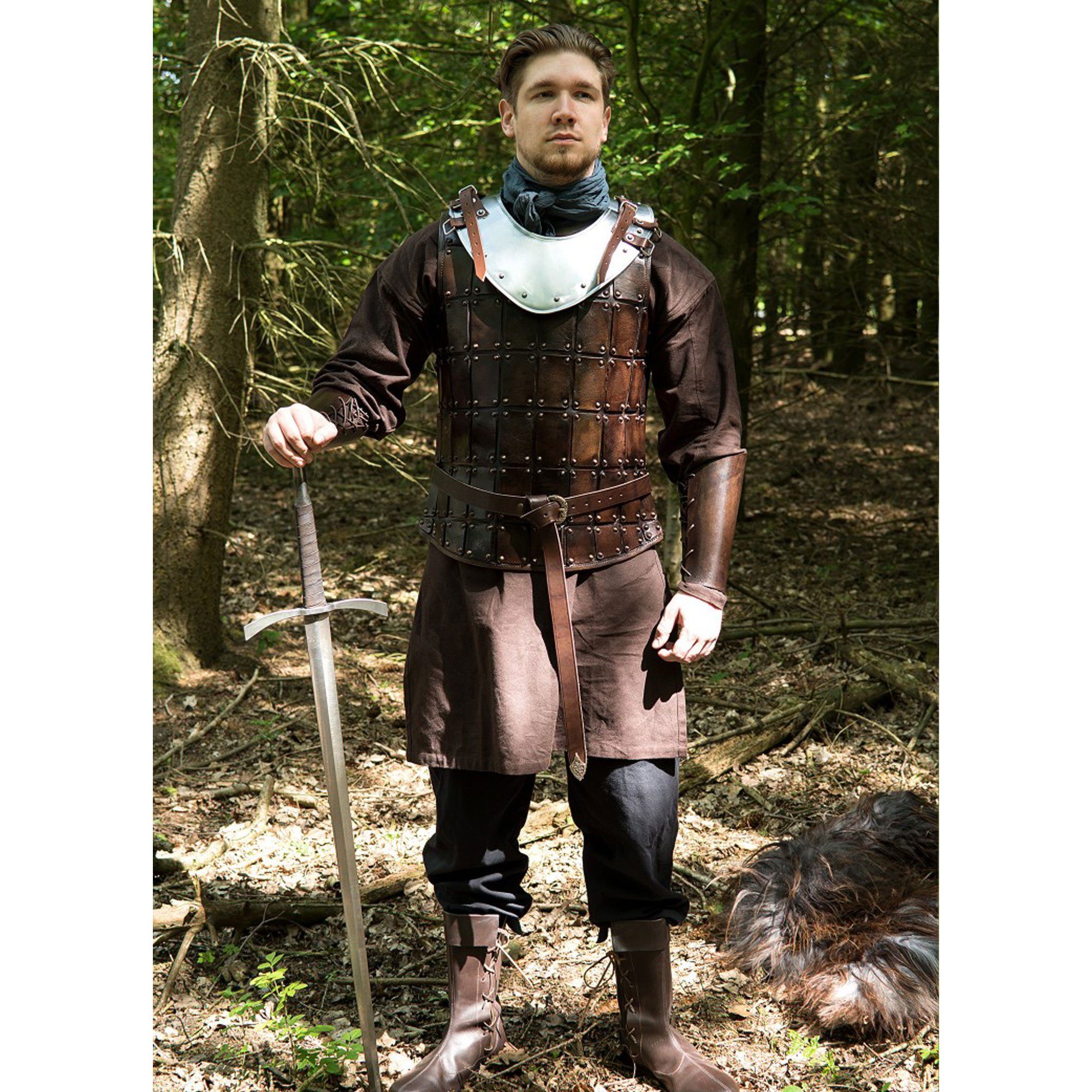 Battle Merchant Ritter-Kostüm Mittelalterliche Brigantine, Brustpanzer, Leder, versch. Größen