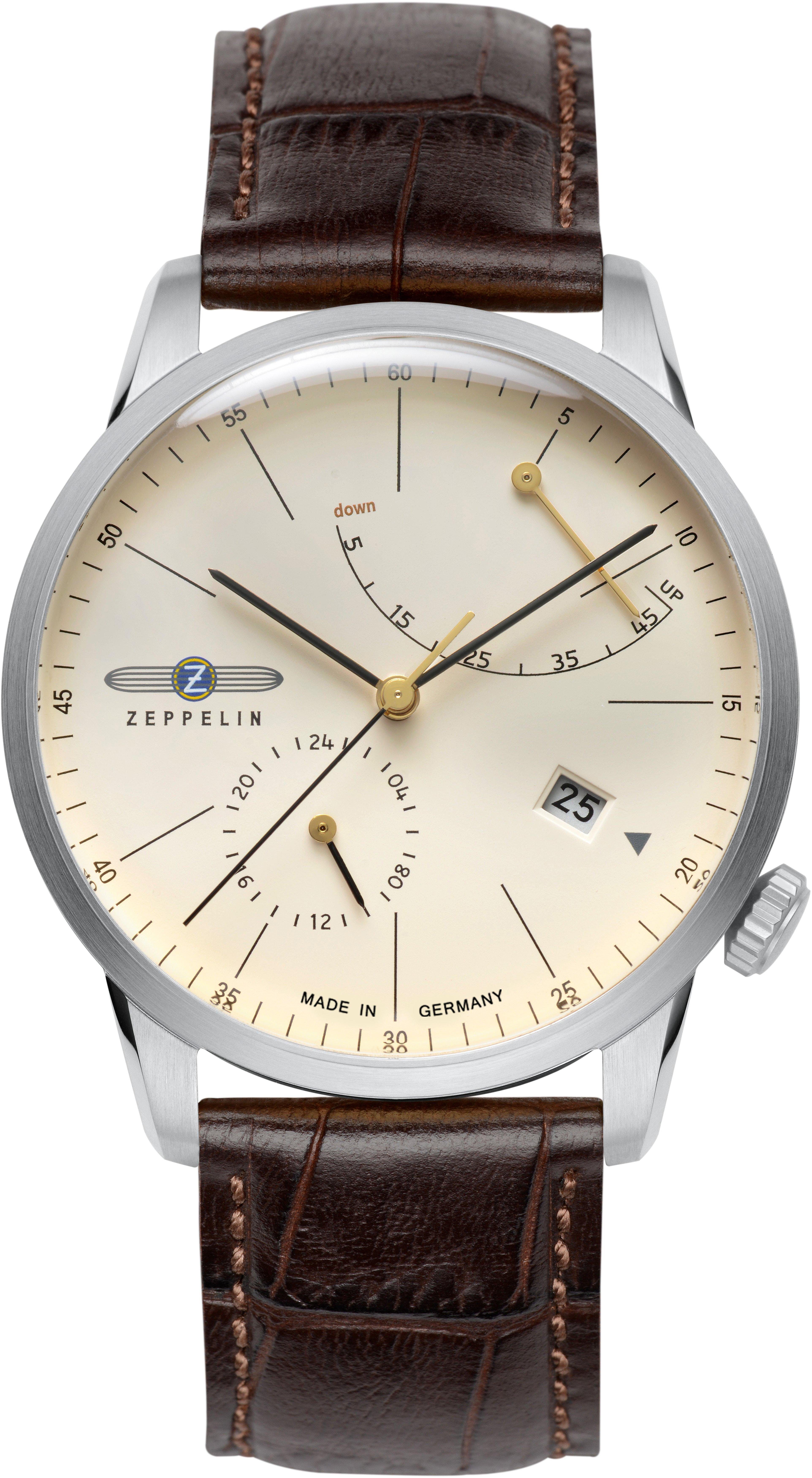 ZEPPELIN Automatikuhr Flatline, 7366-5, Armbanduhr, Herrenuhr, Datum, Made in Germany