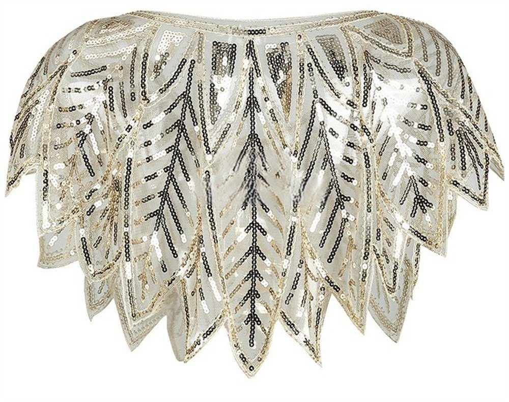 Dekorative Schal Pailletten-Schal, für der Gold 1920er für Gatsby-Party-Kostüm Jahre Frauen Vintage-Schal Damenschal, (1-St), Damen, 20er