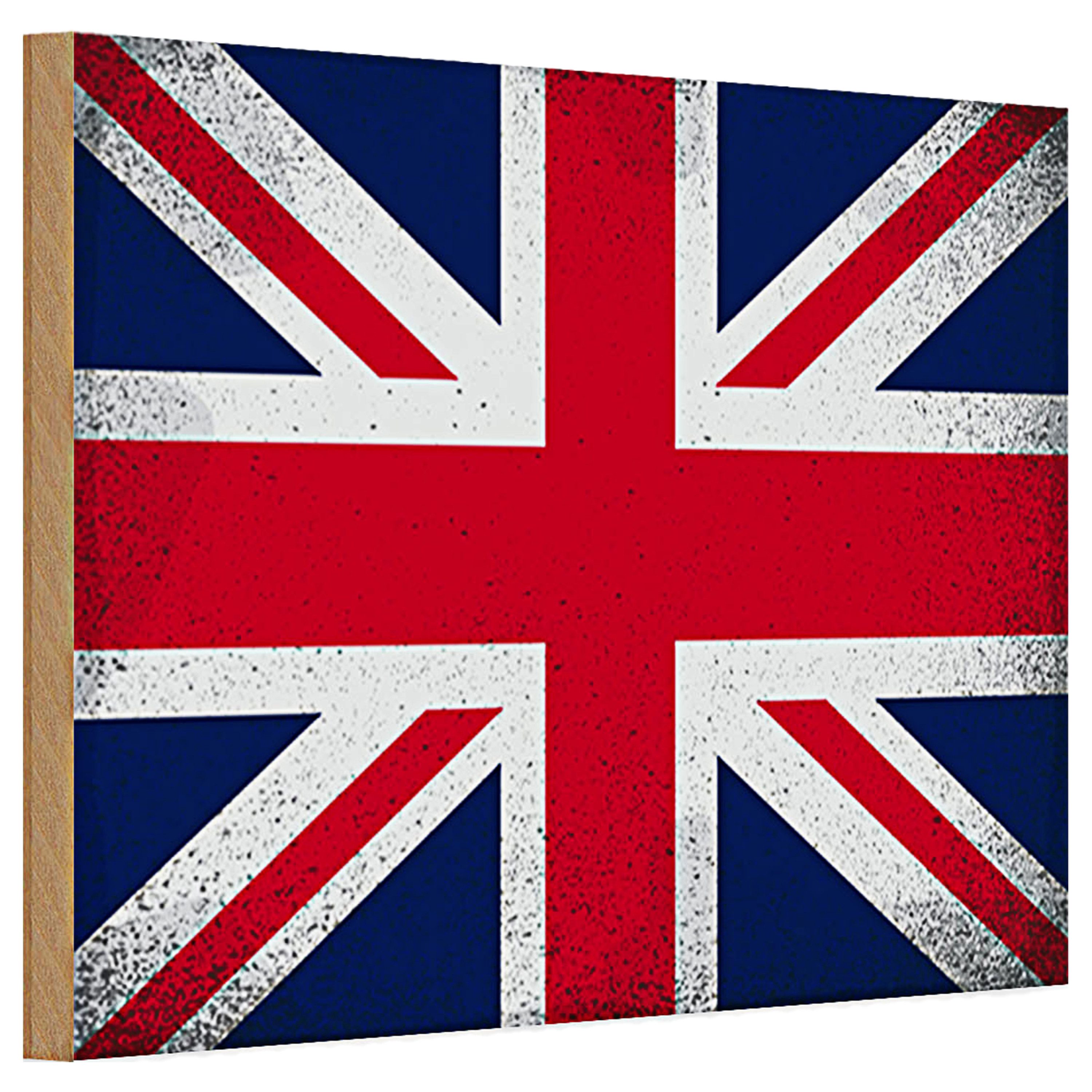 Roomando Holzbild Holzschild Flagge Union Jack 30x20cm United Kingdom Vintag