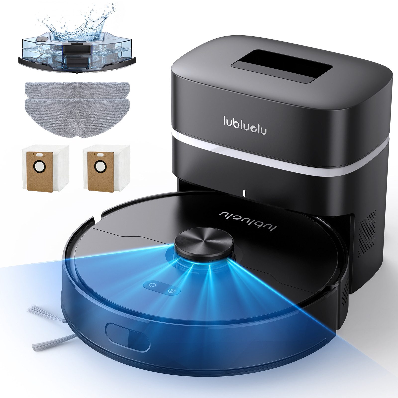 lubluelu Saugroboter L50 MAX mit Wischfunktion Sauger und Wisch Staubsauger 7500pa, 400 W, mit Beutel, Haarschneide-Anti-Verfilzungs-Technologie der Hauptbürste