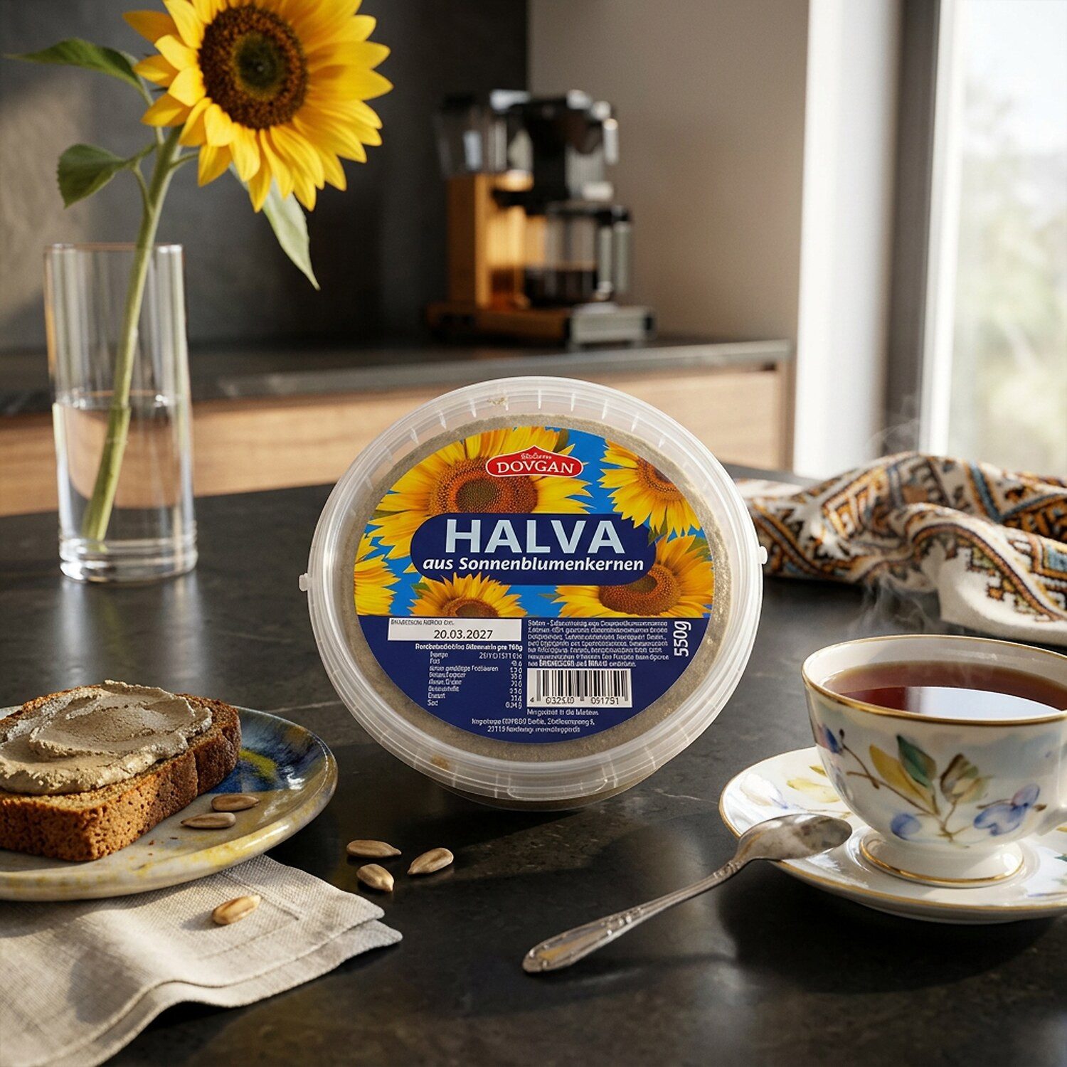 Dovgan Kerne, 1 x 550 g, Halva aus Sonnenblumenkernen (Dose)