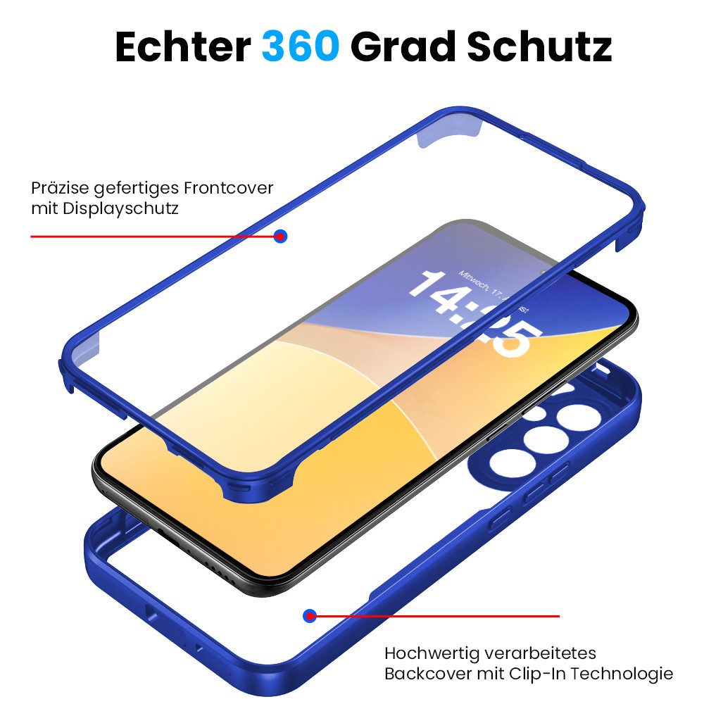Tec-Expert Handyhülle 360 Grad Hülle für Samsung Galaxy S23 FE 6.4 Zoll, 6.4, Rundum Schutz Cover Case Hülle robust