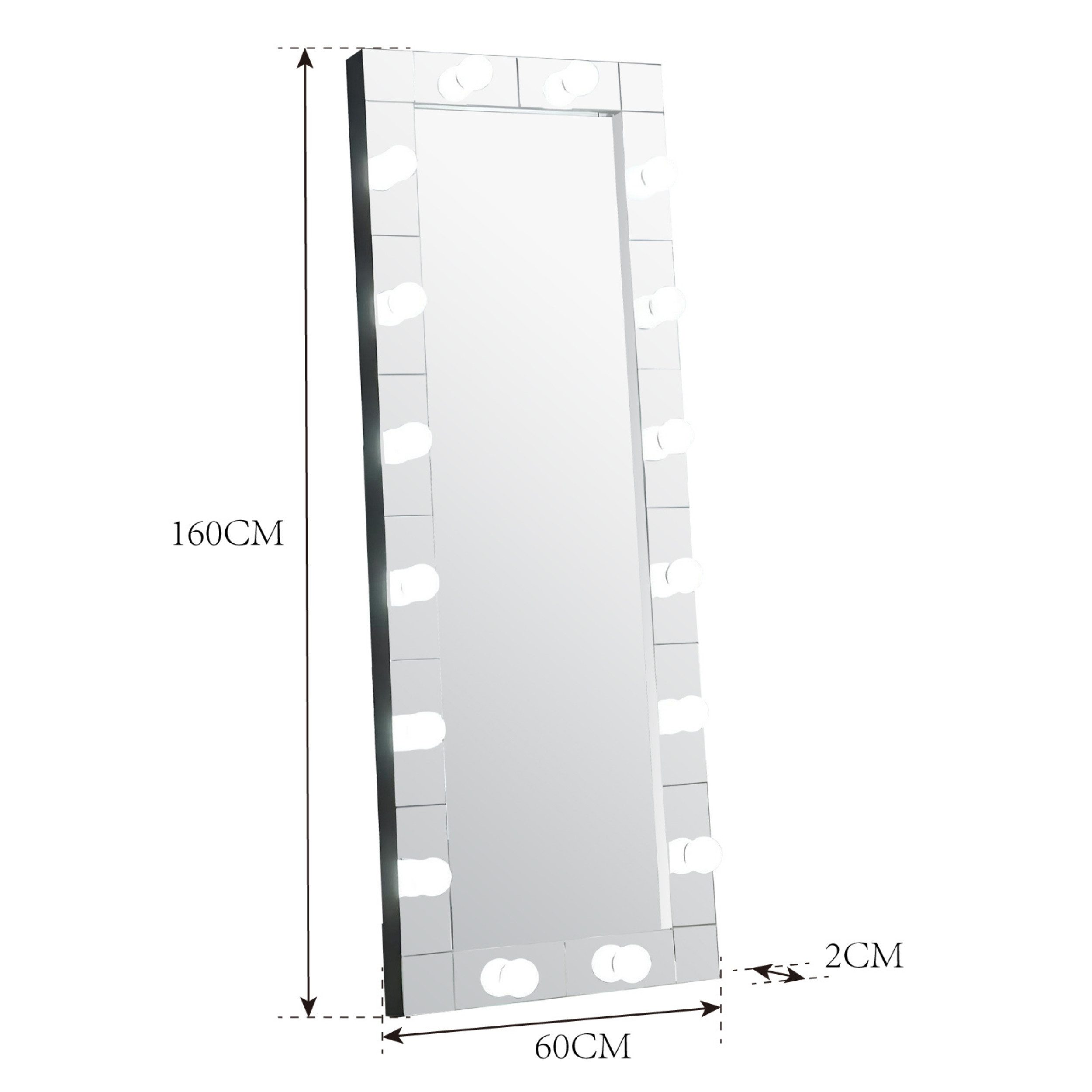 alesvelt Ganzkörperspiegel mit LED-Beleuchtung 160 x 60 cm (1-Stück, 160x60cm, LED, Standspiegel), Ganzkörperspiegel