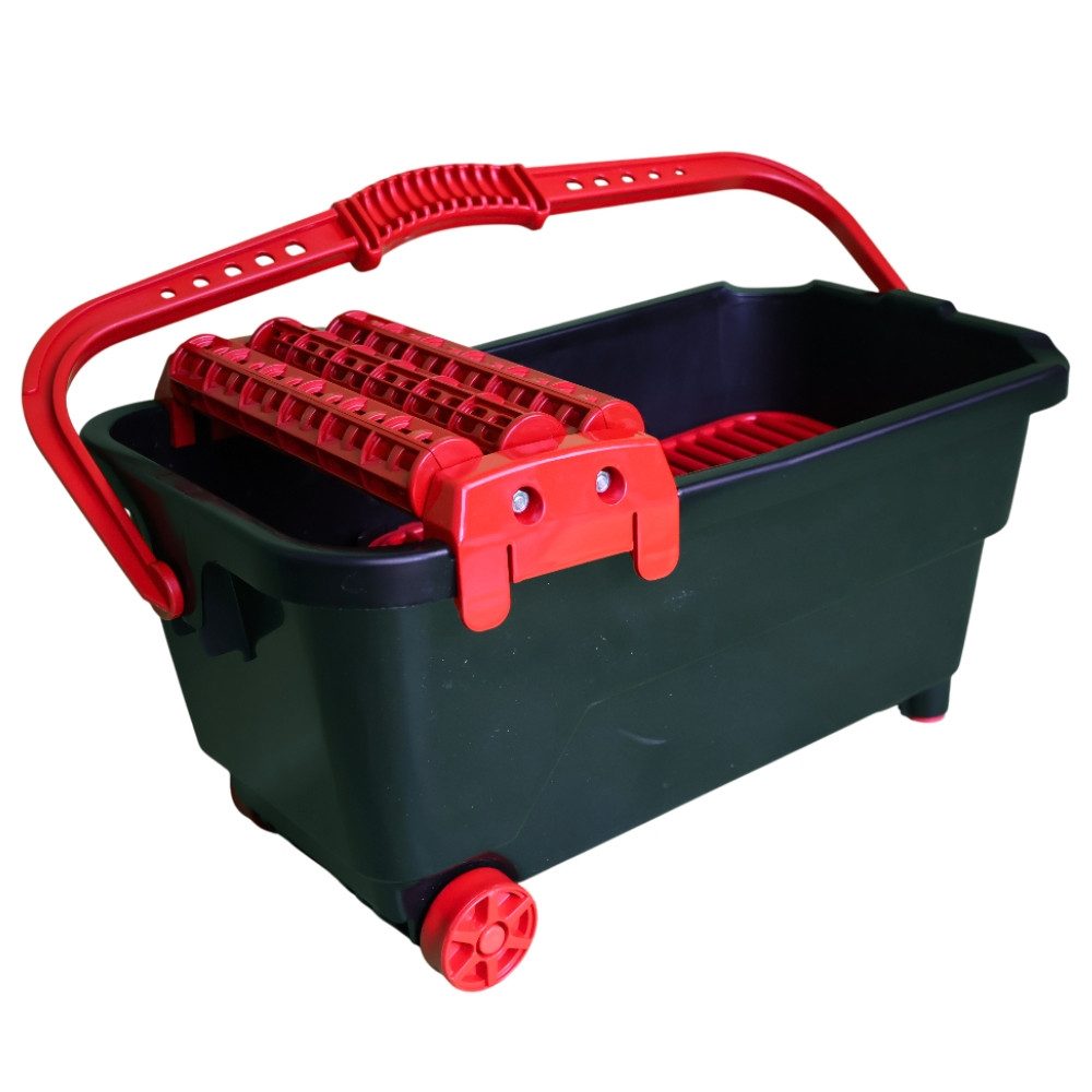ConToo Multifunktionsspachtel CONTOO Fliesen Baueimer 22L Räder Waschrollen Gitter-Einlage Fugbox