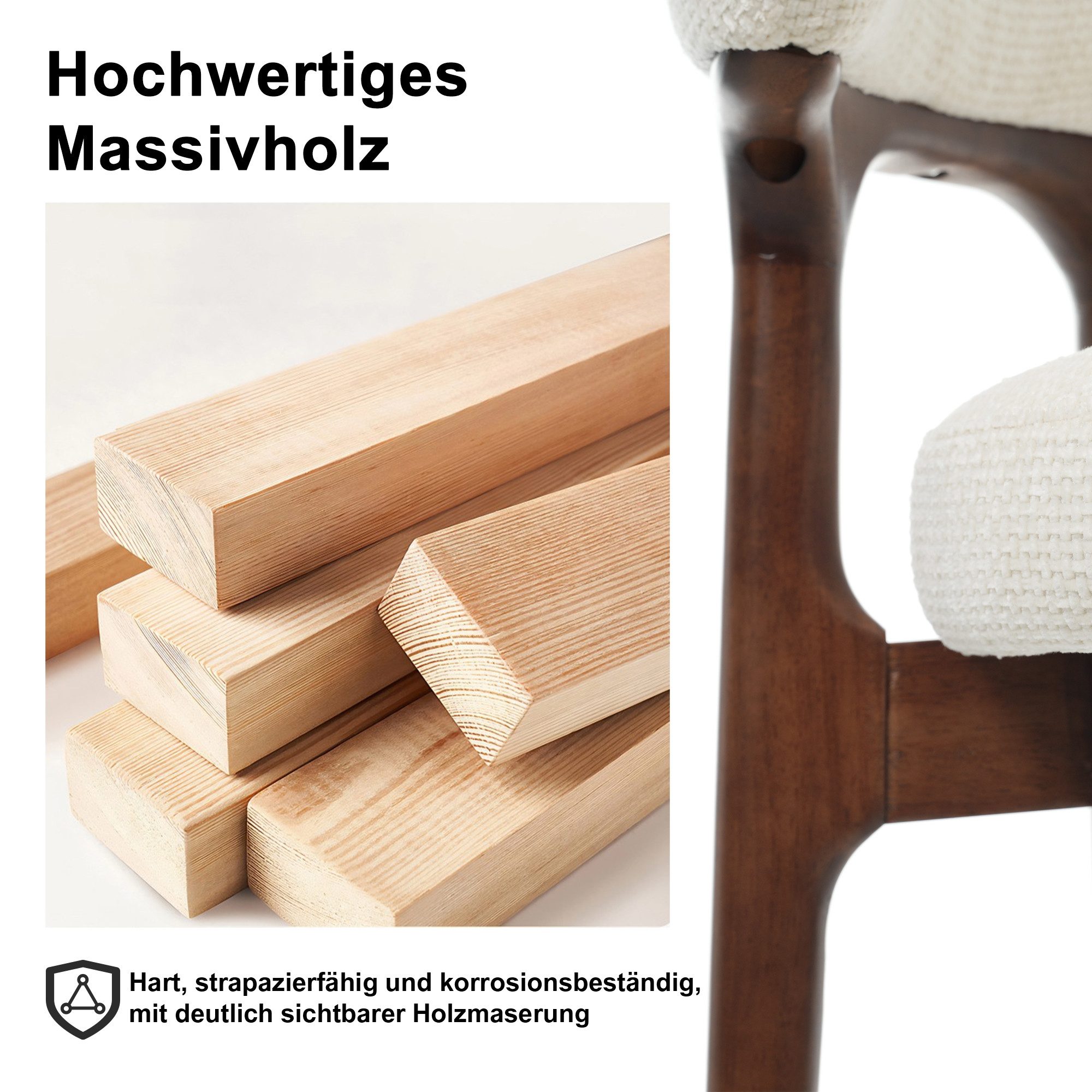 STILVORA Esszimmerstuhl 4-teiliges Relaxsessel für Esszimmer, Wohnzimmer, Massivholz Beinen (Chenille, gepolstert, 4 St), Holzrahmen, gepolstert, atmungsaktiv, bequem, stabil, ergonomisch