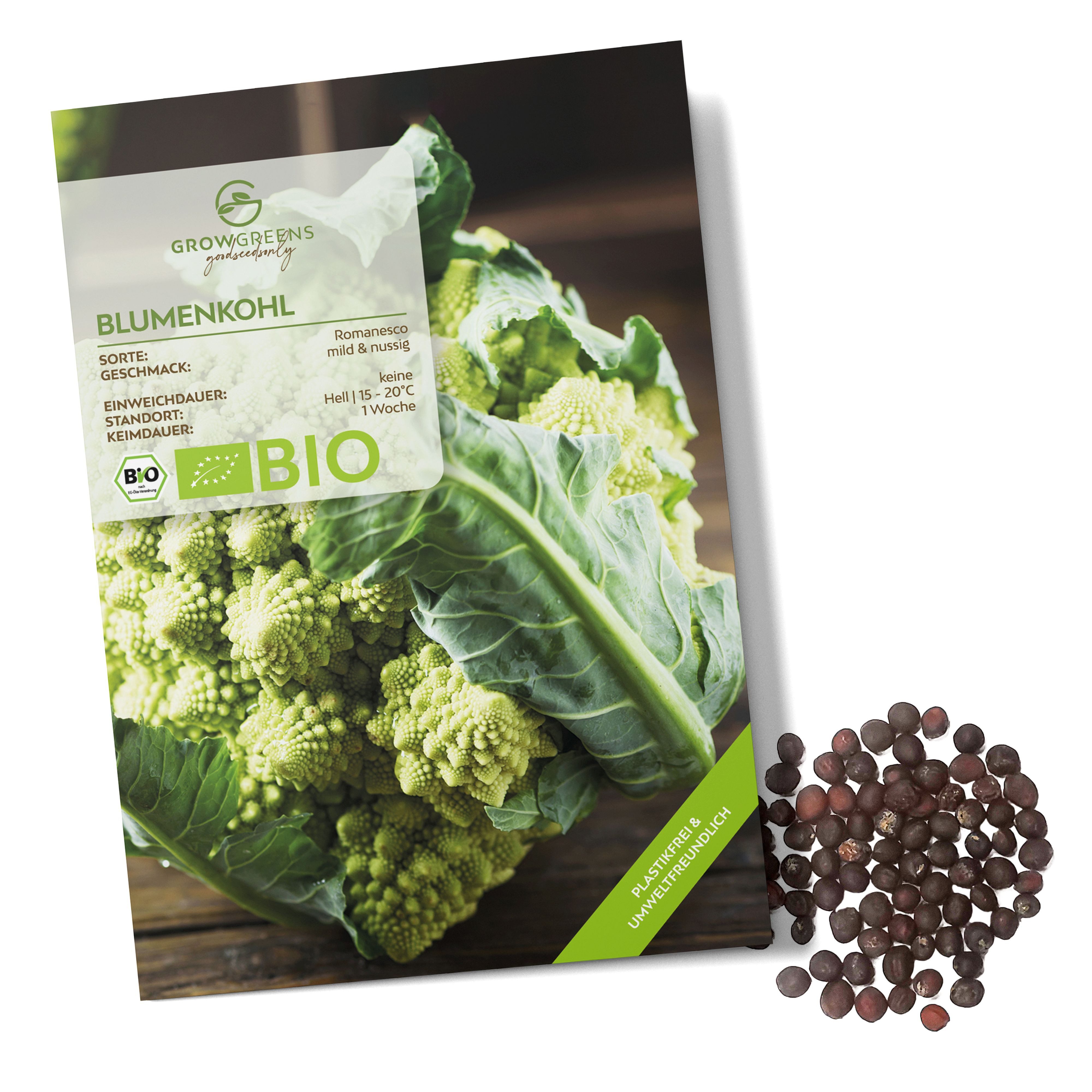 Gemüsesamen BIO Blumenkohl Samen (Romanesco) - Saatgut aus bio. Anbau (50 Korn)
