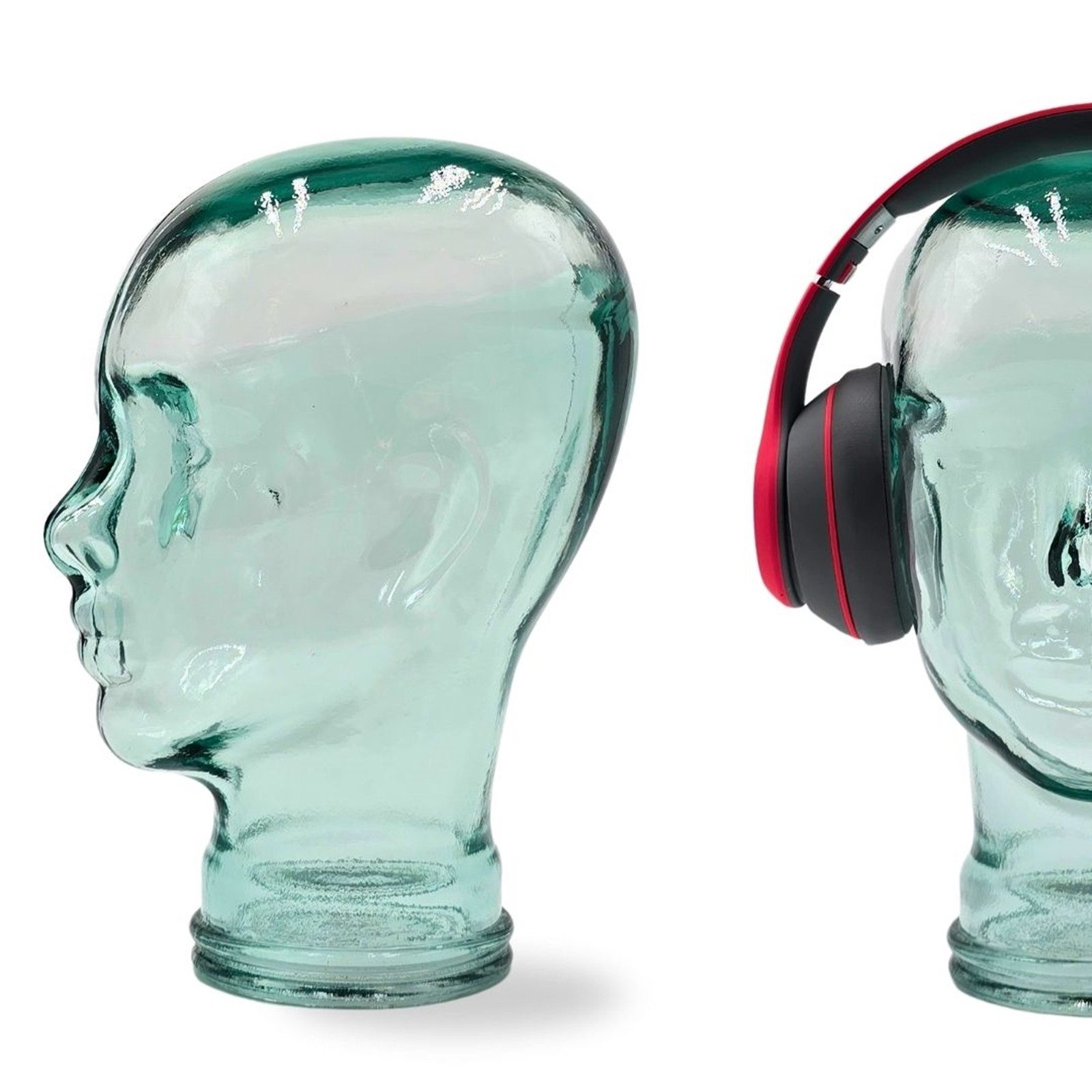 DESIGN DELIGHTS Skulptur Glas KOPFHÖRERSTÄNDER 29cm Glaskopf Skulptur, T01 klar