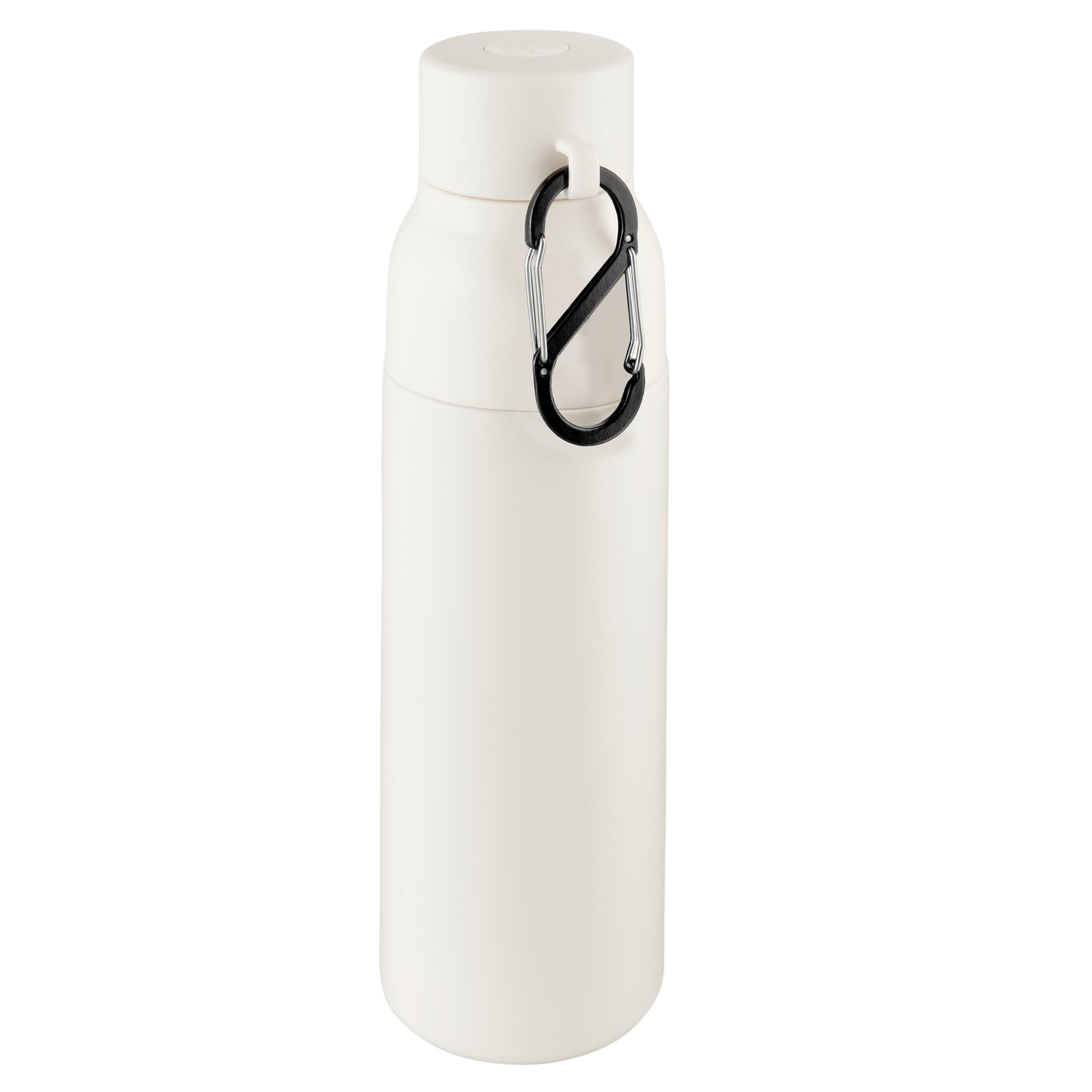 TROIKA Thermoflasche INFUSE+ 500ml, aus Edelstahl mit Vakuum Isolierung, 12h heiß 24h kalt, mit Einhandverschluss, Sieb & Karabiner, auslaufsicher