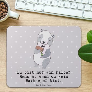 Mr. & Mrs. Panda Mauspad Barkeeper Herz - Grau Pastell - Geschenk, Mousepad, Beruf, Bartender, (1-St), rutschfest