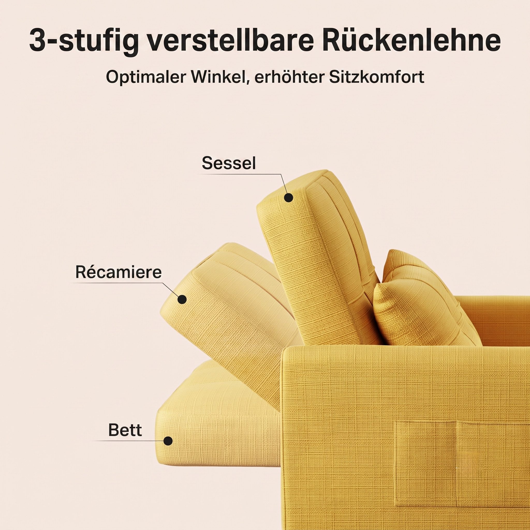 Blishom Relaxsessel 3-in-1 Schlafsessel Schlafsofa Klappbett Relaxsessel 78x86x84 cm, multifunktionaler Sessel zum Ausziehen als Gästebett – Bild 5 von 5