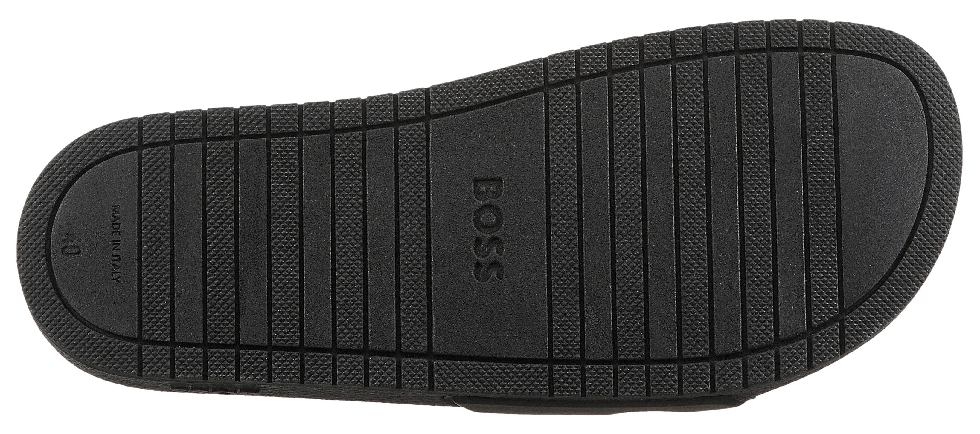 BOSS Aryeh Slid Badepantolette, Poolslides, Schlappen, Strandschuh, Sommerschuh mit Logoschriftzug