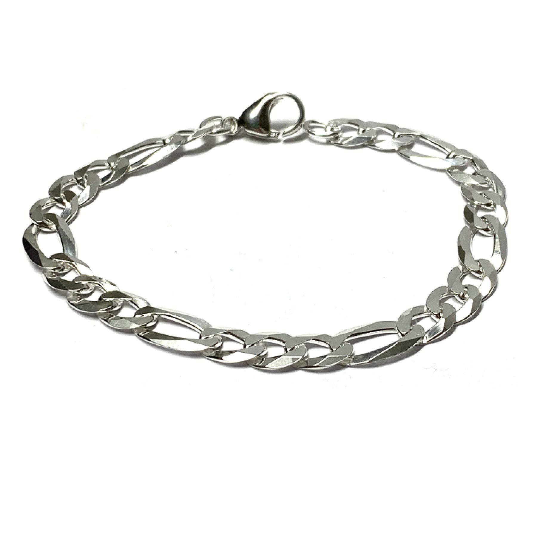 Collier Armband 925 Silber Figaro 3:1 8mm stabil beweglich 21cm
