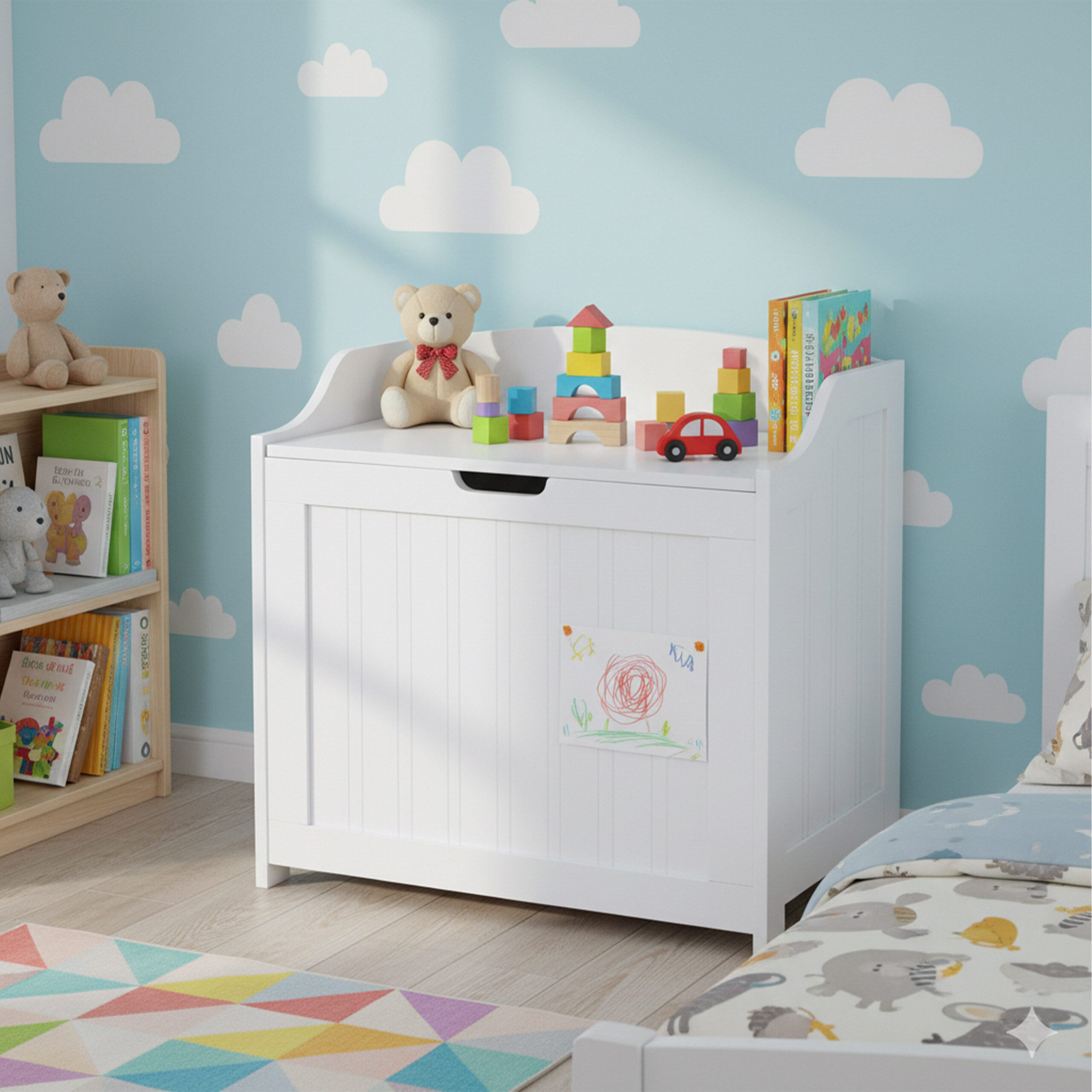 relaxdays Wäschetruhe mit Soft-Close-Deckel (1 St), weiß – Bild 5 von 5