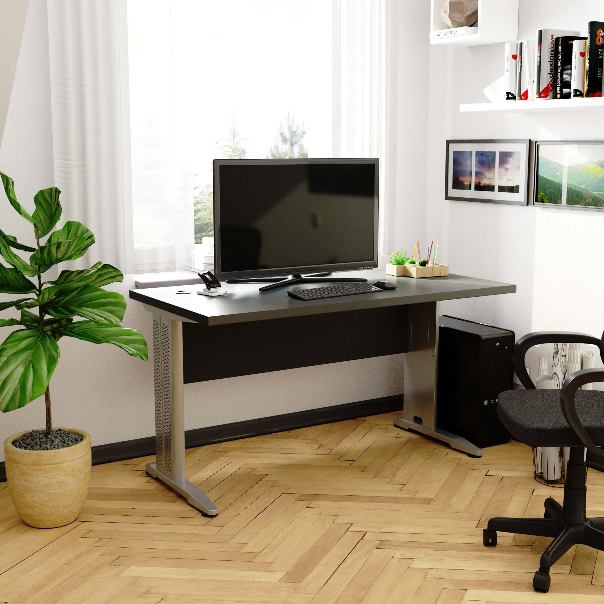 Raumhirsch Furniture Schreibtisch stabil - Bürotisch - Kratzfester Arbeitstisch - stabile Tischfüsse, einfach Montage : Maße 135 cm x 76 cm x 60 cm