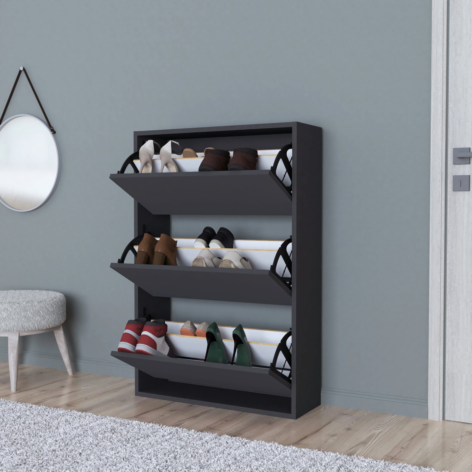 en.casa Schuhschrank »Aurskog« mit Kipptüren 110x735x24cm günstig online kaufen