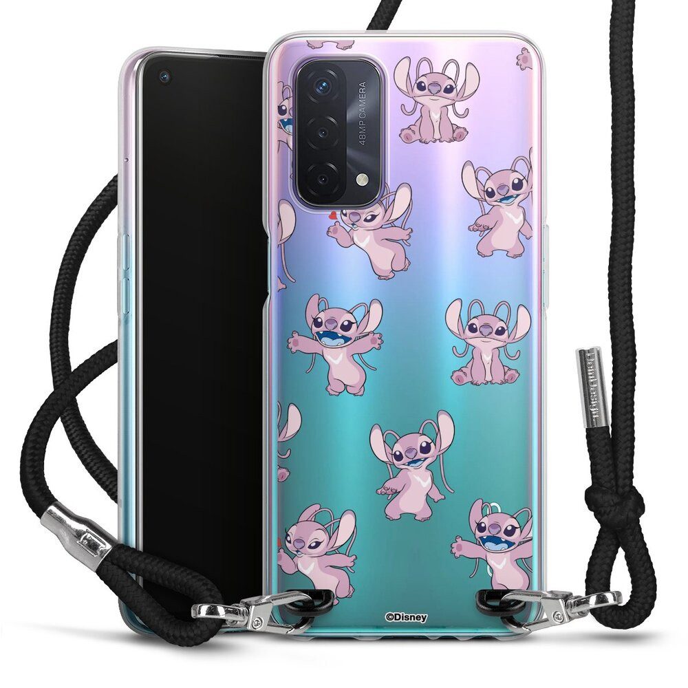 DeinDesign Handyhülle Lilo & Stitch Engel Disney Angel Faces Pattern Transparent, Oppo A54 5G Handykette Hülle mit Band Case zum Umhängen