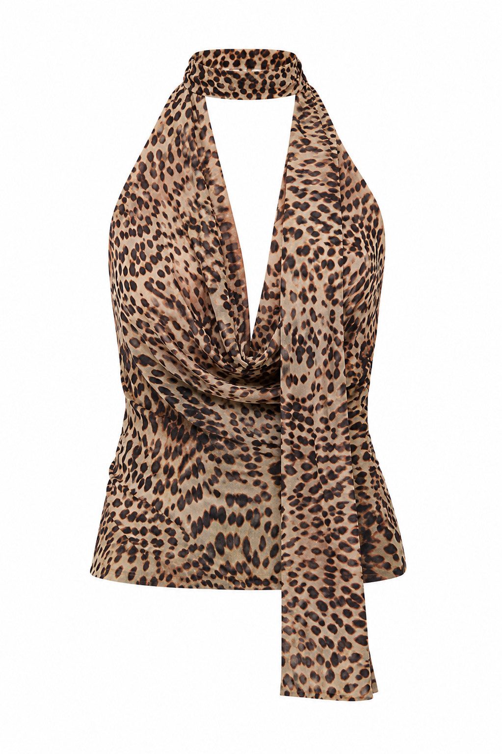 Gina Tricot Shirttop Leopard scarf cowlneck top - Top Leo Print - Damen Top