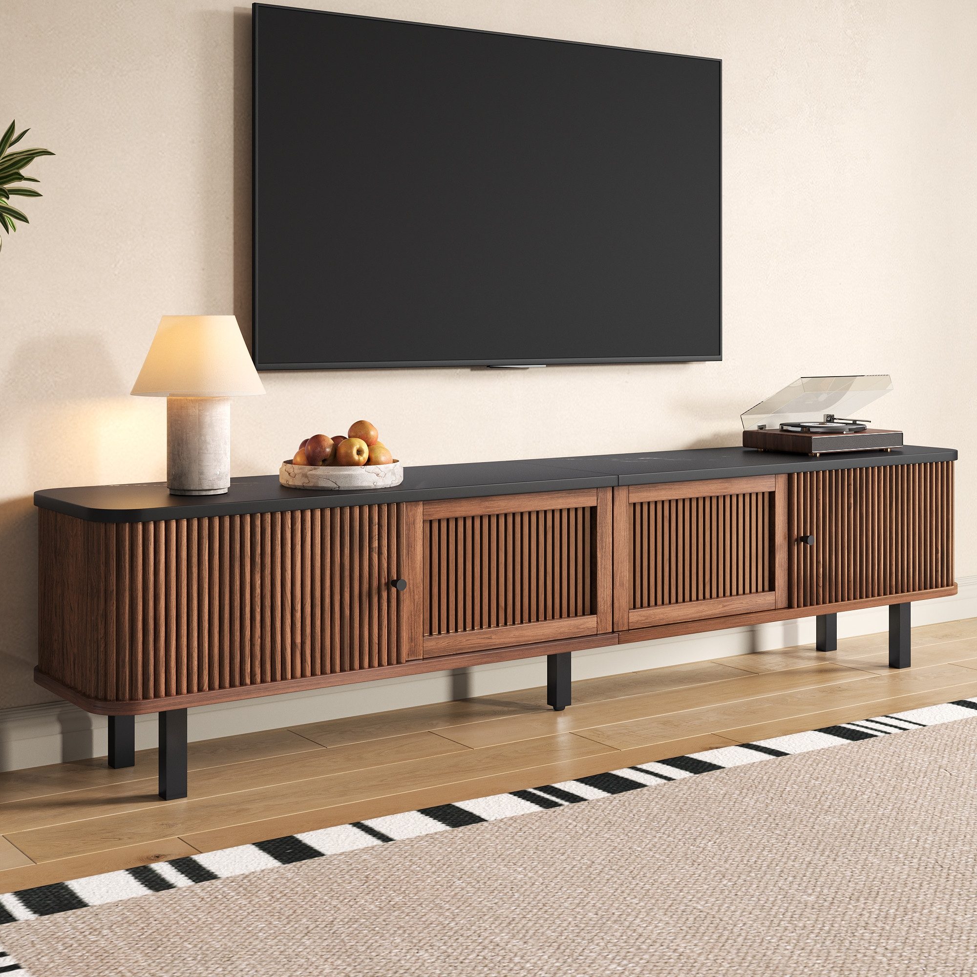 Merax Lowboard mit Gitterdesign und schwarzen Eisen-Griffe (1 St., Fernsehs günstig online kaufen