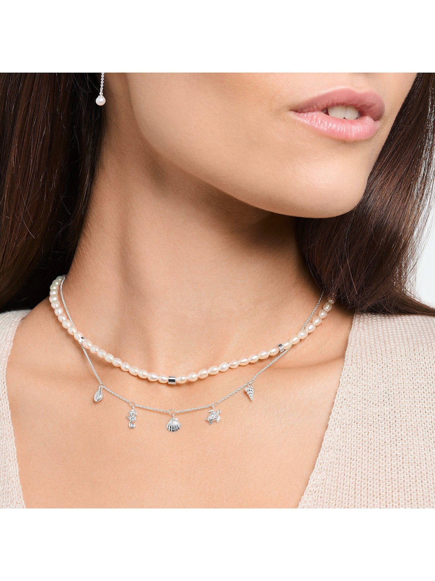 THOMAS SABO Silberkette Thomas Sabo Damen-Kette 925er Silber Zirkonia, Charming