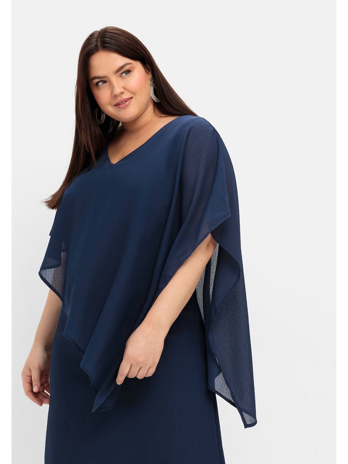 Sheego Cocktailkleid Große Größen mit asymetrischem Cape