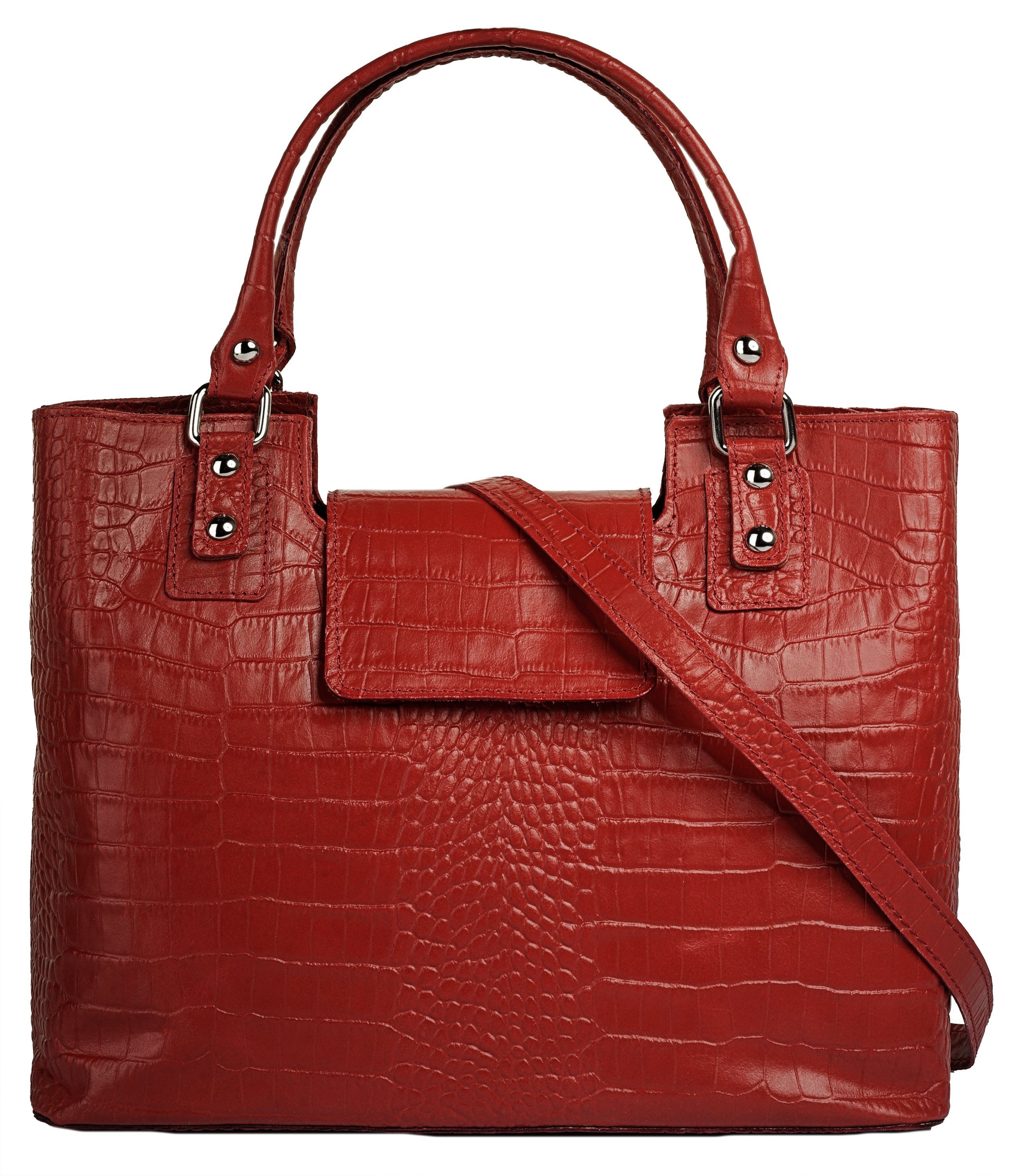 Leder, Cluty Italy echt in Henkeltasche, Made rot