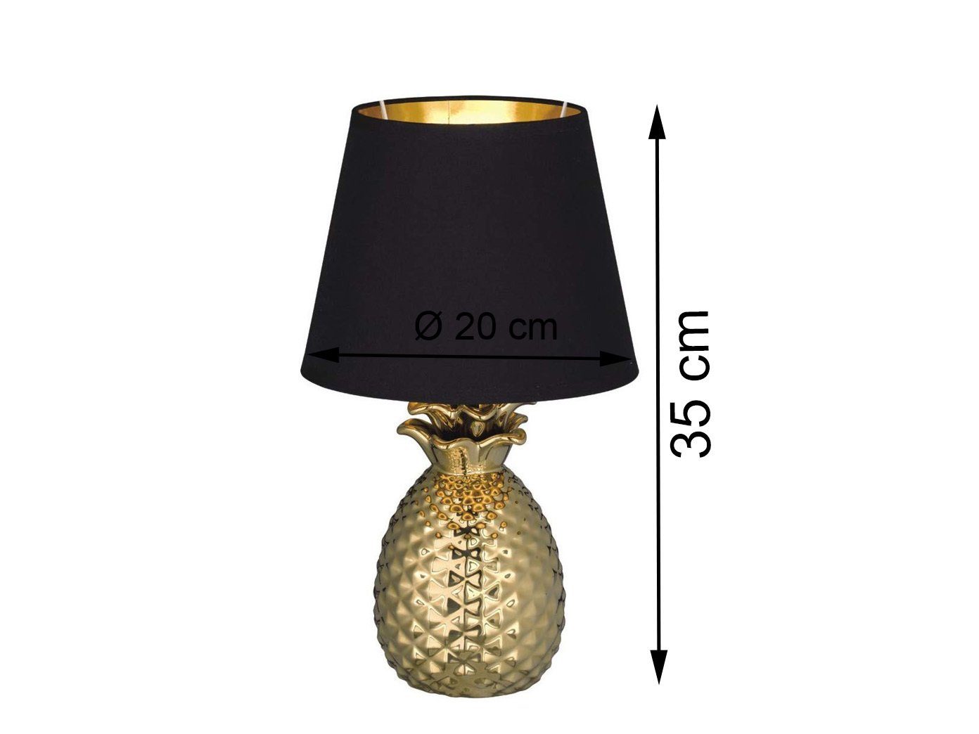 besondere LED Designer-lampe Gold-Schwarz Gold, ausgefallene LED Tischleuchte, Schwarz Fensterbank Warmweiß, H 35cm wechselbar, meineWunschleuchte
