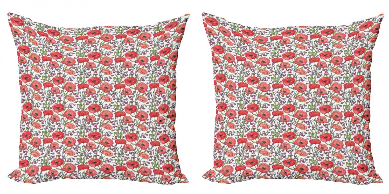 Kissenbezüge Modern Accent (2 Stück), Blume Garten Mohnblüten Doppelseitiger Abakuhaus Digitaldruck