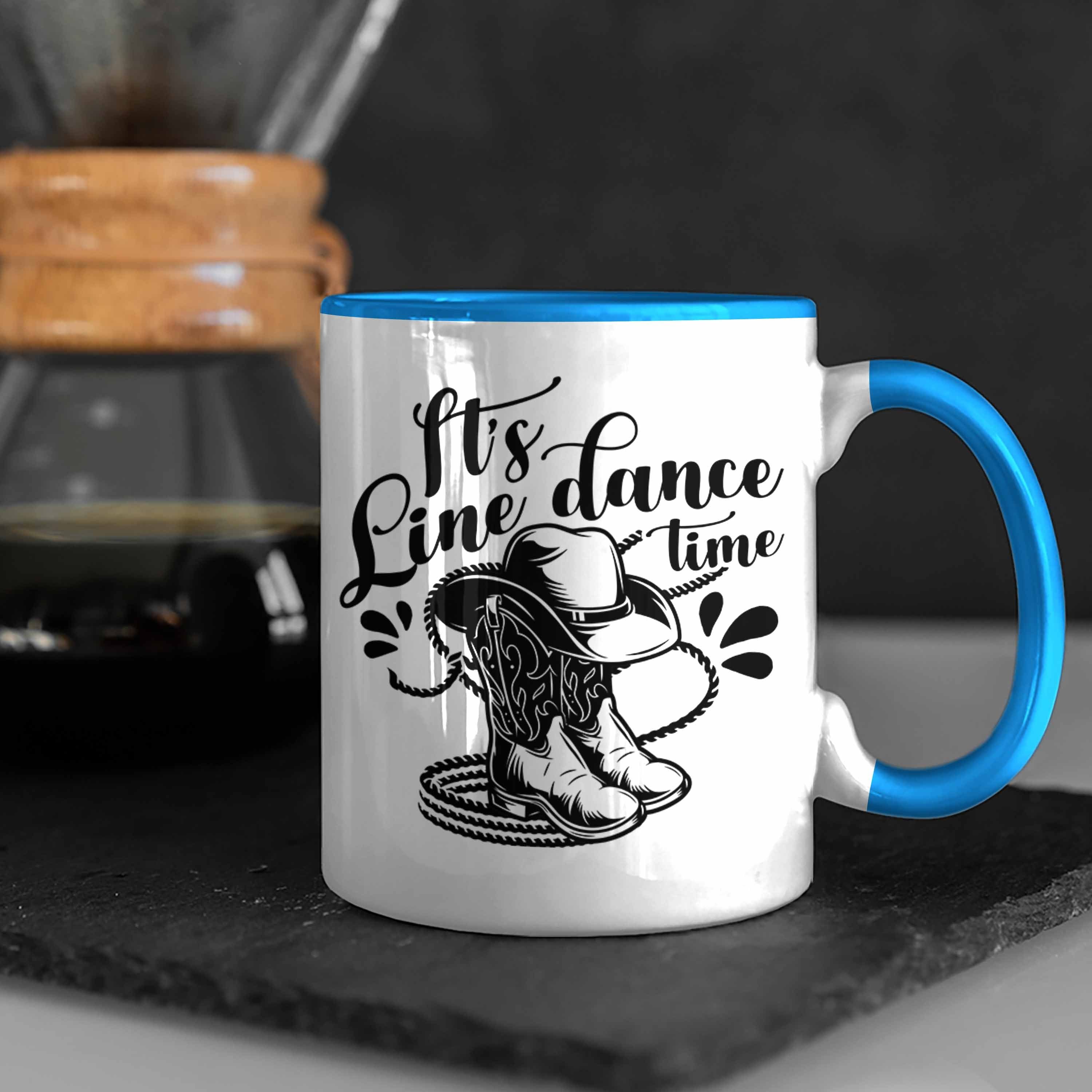 Line Fans Dance Tasse Geschenk Trendation Lustige "It's Dance Time" Blau Tasse Line