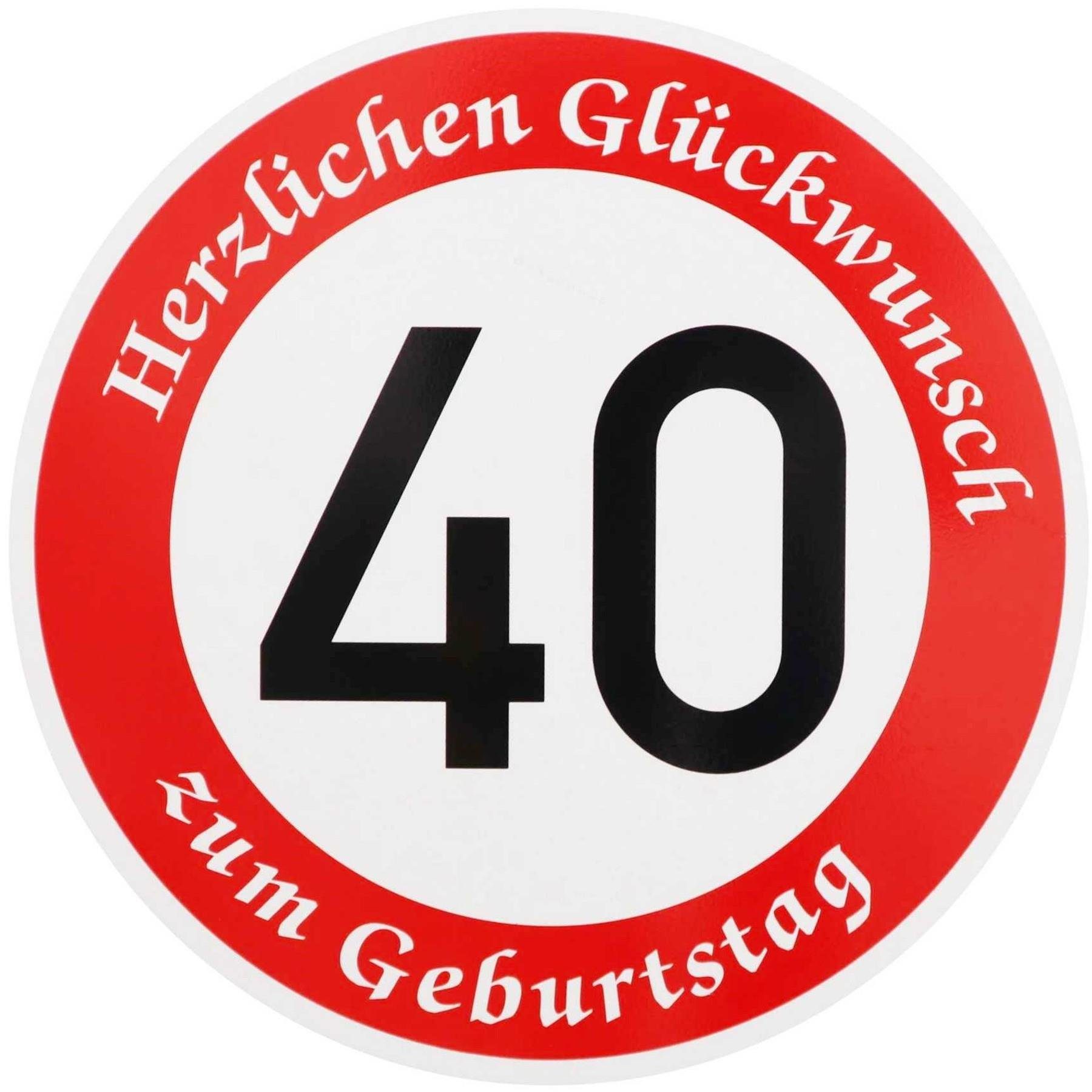 BauSupermarkt24 Verkehrsschild ORIGINAL Verkehrszeichen Nr. 274-54 " 40km/h " mit Geburtstagstext