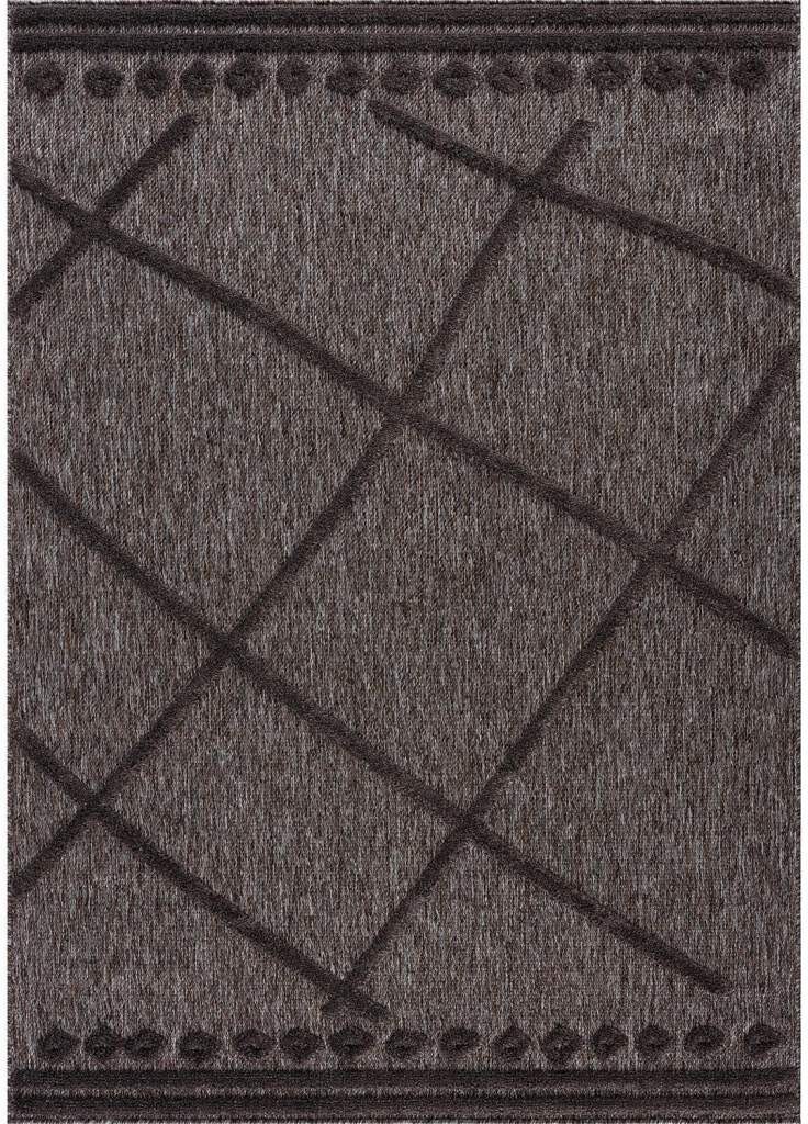 Teppich In-& Outdoorteppich Santorini 58578, 3D-Effekt, mm, Terrasse, Höhe: 5 & für anthrazit UV-beständig Küche, rechteckig, Raute-Optik, Carpet City, Flur Balkon, Wetterfest