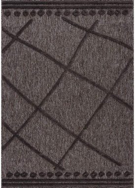 Teppich In-& Outdoorteppich Santorini 58578, 3D-Effekt, Raute-Optik, Carpet City, rechteckig, Höhe: 5 mm, Wetterfest & UV-beständig für Terrasse, Balkon, Küche, Flur