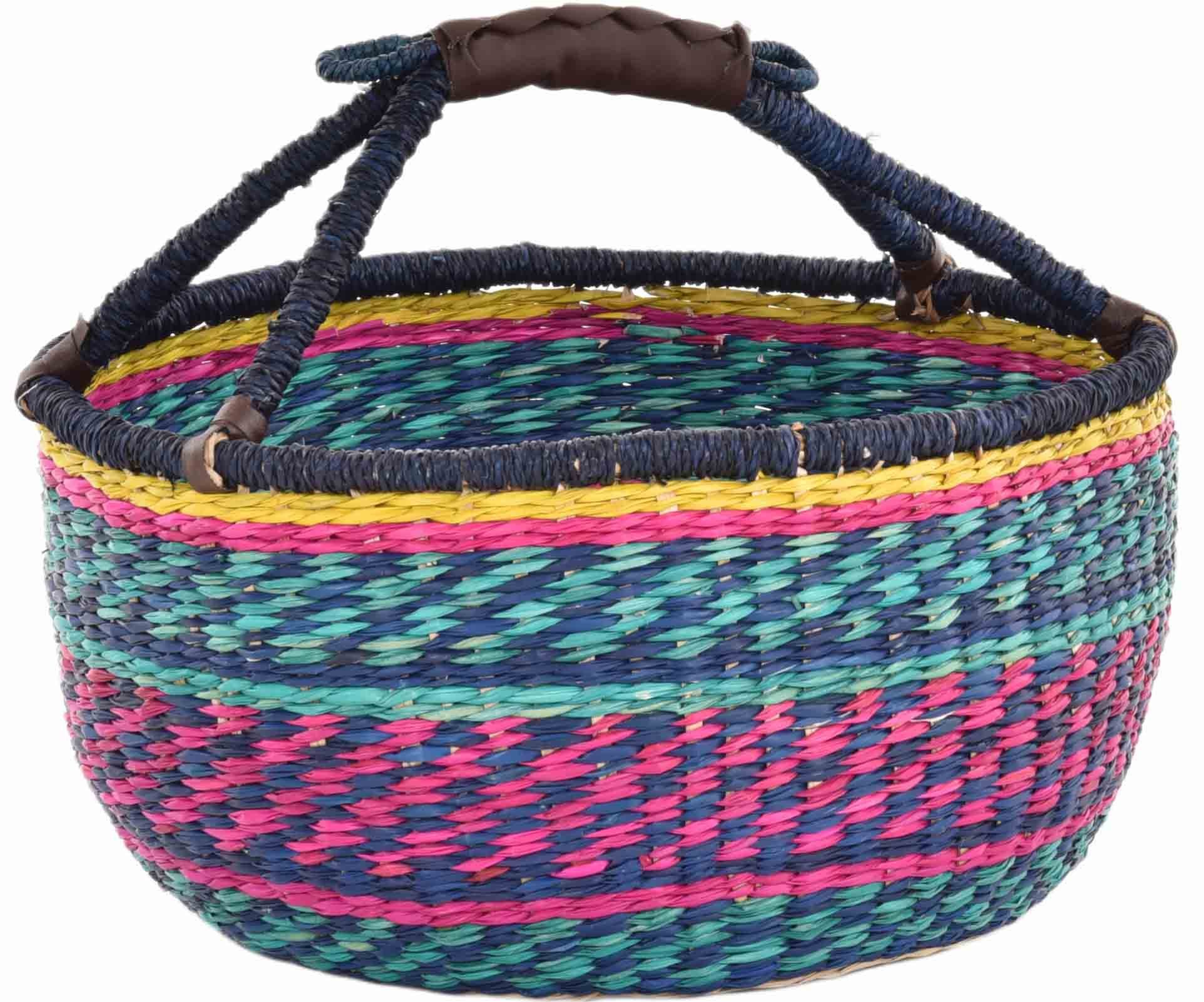 Krines Home Einkaufskorb Seegras Tasche Groß mit Henkel Korb mit Kunstleder günstig online kaufen