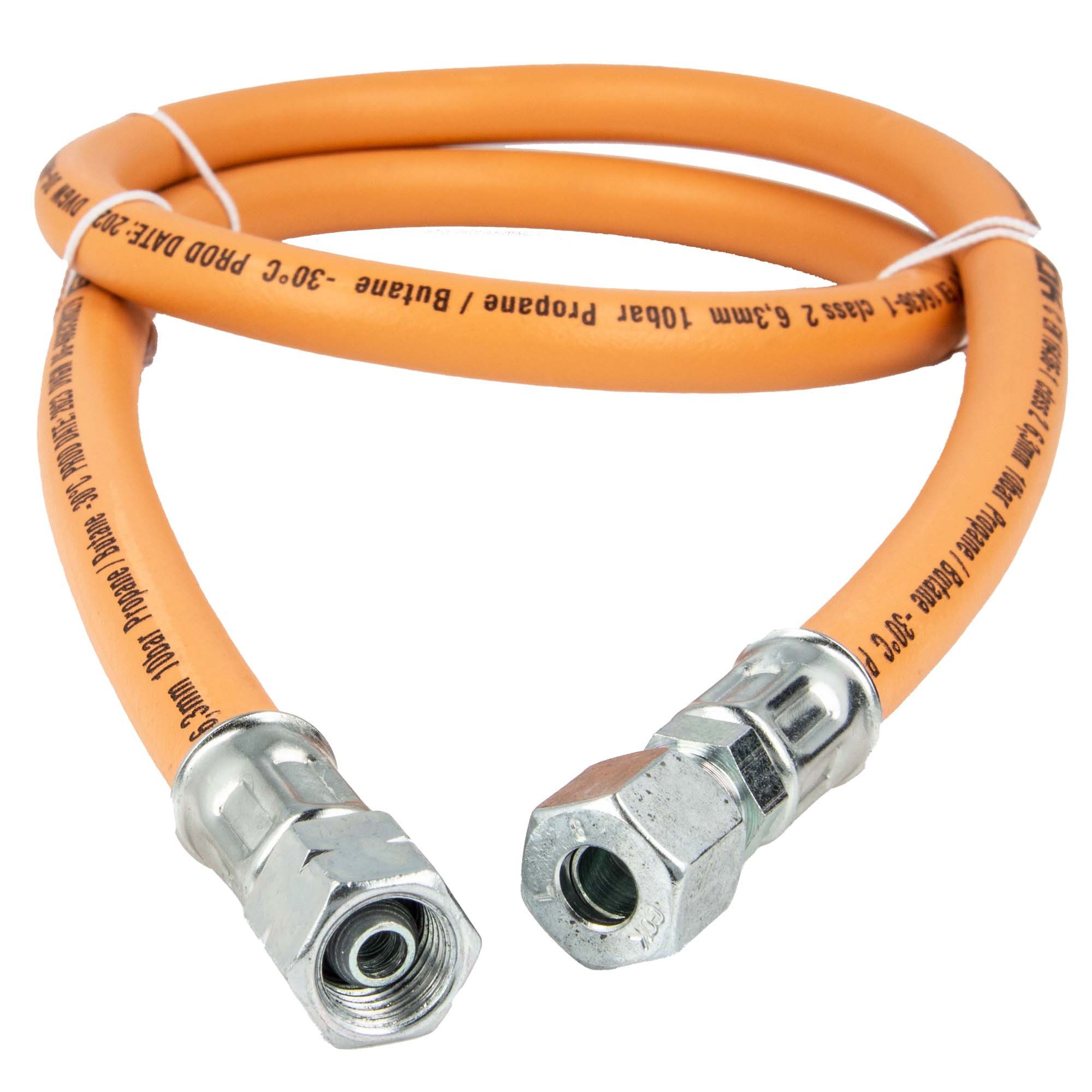 GOK Schlauch Gummi - Schlauchleitung Gas G1/4 LH-ÜM x RVS Ø 8 mm, max. 10 bar DVGW