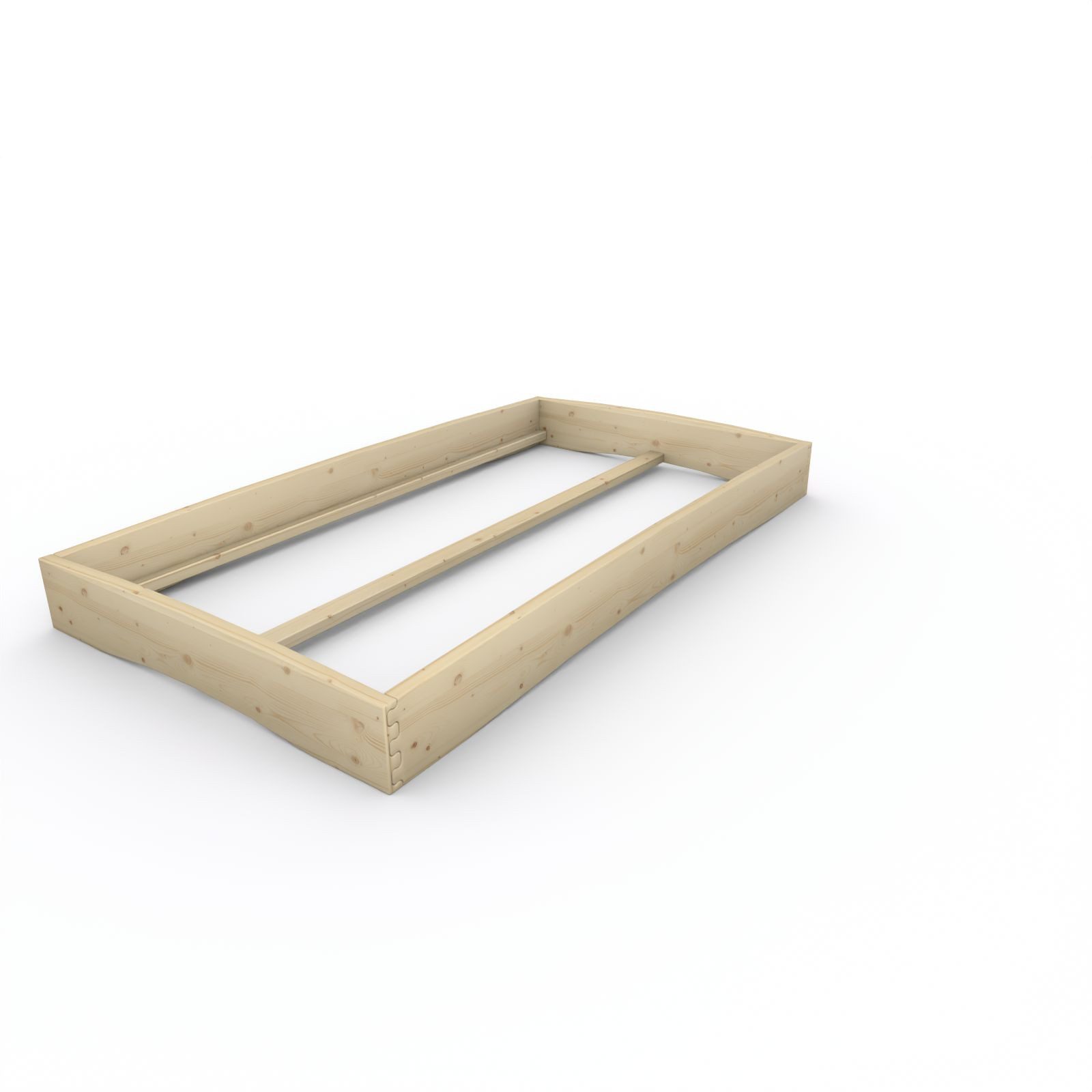 TUGA-Holztech Massivholzbett Holzbett (Fichte) 120 x 220 cm 20cm ohne Kopfteil Massivholzbett Bett, Breite 80 90 100 120 140 160 180 200 Höhe 38 48 58 mit/ohne Füße