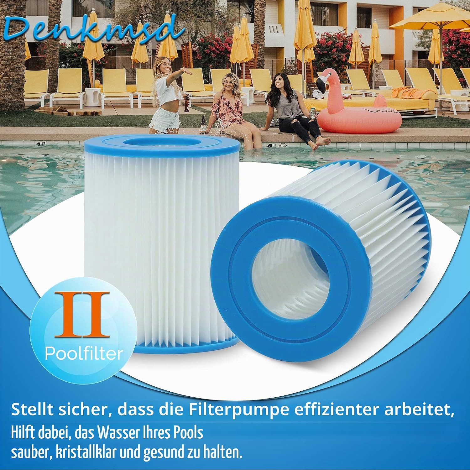 FELIXLEO Pool-Filterkartusche 2 Filterkartuschen Typ II für Bestway Poolpumpe 58094