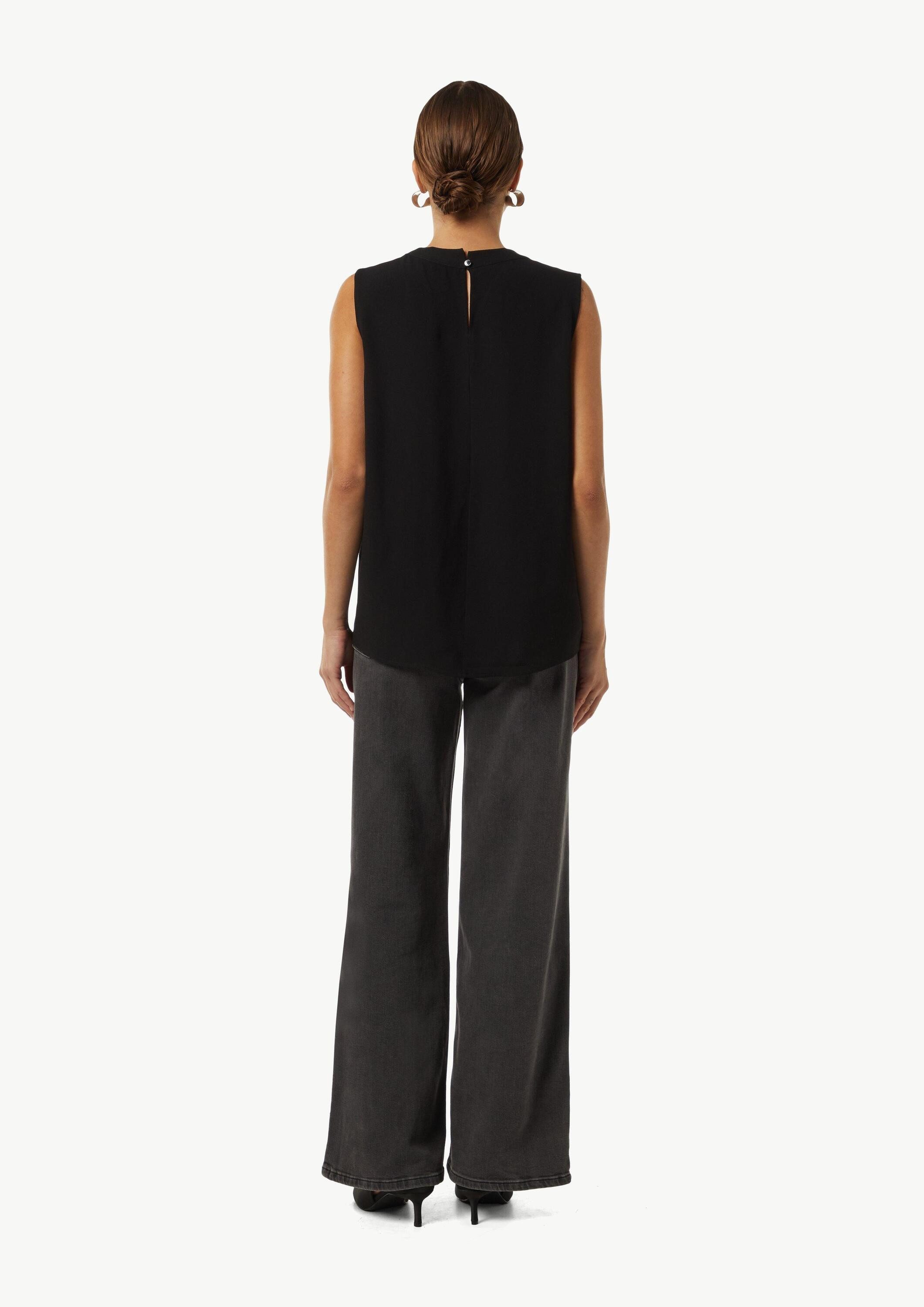 comma Blusentop Bluse Crêpe-Top mit Faltendetail