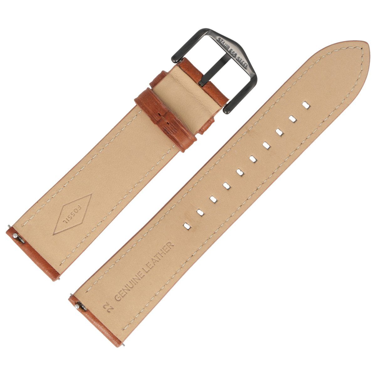 Fossil Uhrenarmband 22mm Leder Braun FS-5305