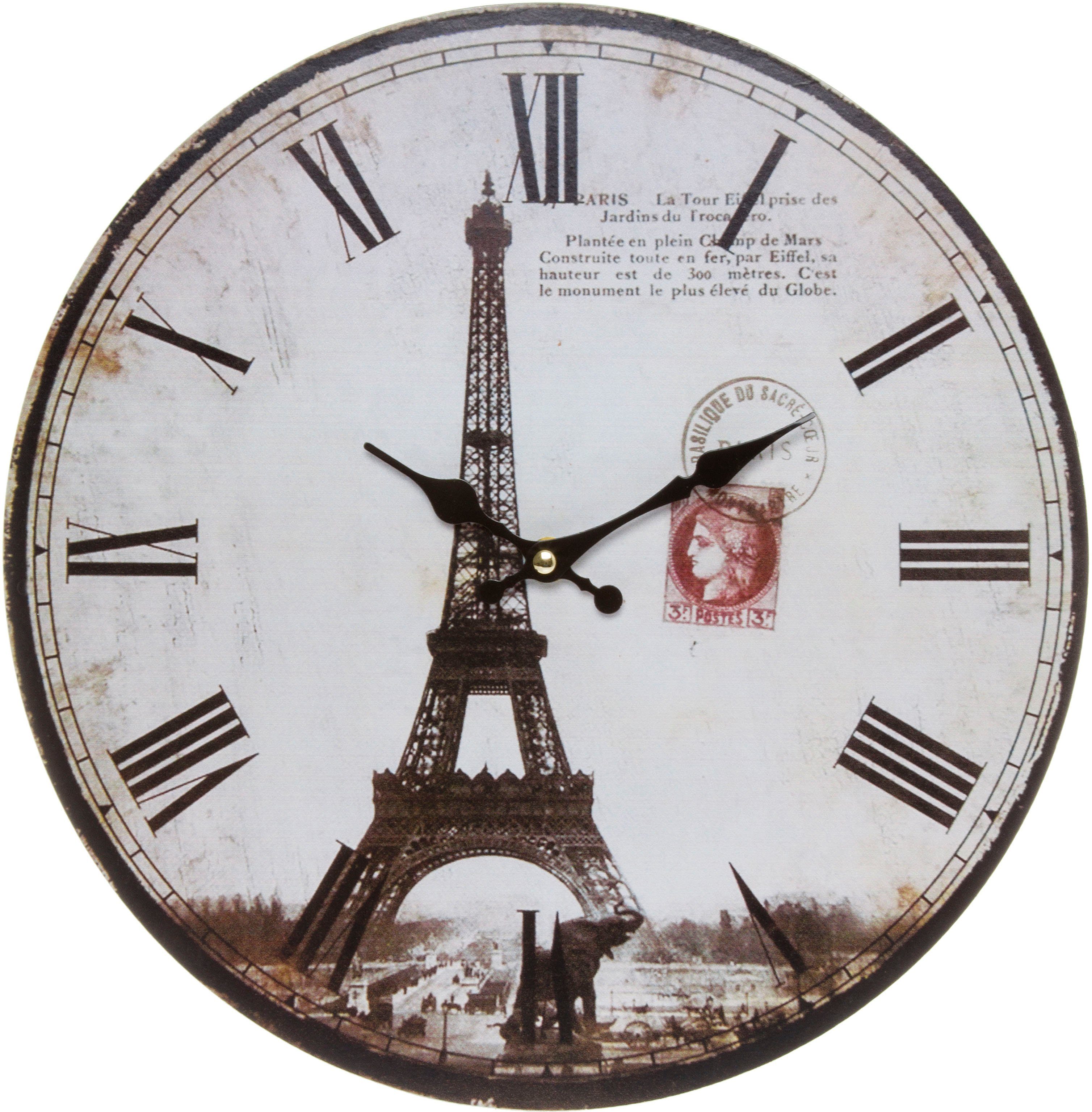 Myflair Möbel & Accessoires Wanduhr "Eiffelturm II" (römische Ziffern, 33,8 cm)