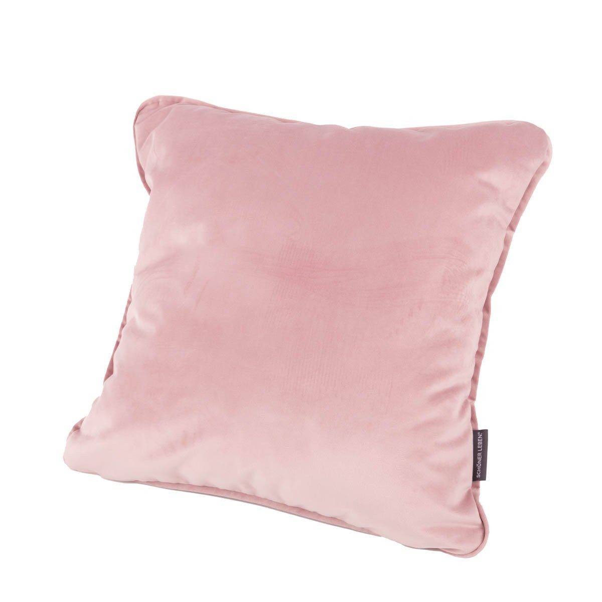 SCHÖNER LEBEN. Dekokissen Samtkissen mit Keder und Füllung rosa 50x50cm, allergikergeeignet,made in Germany,handmade,Kederumrandung