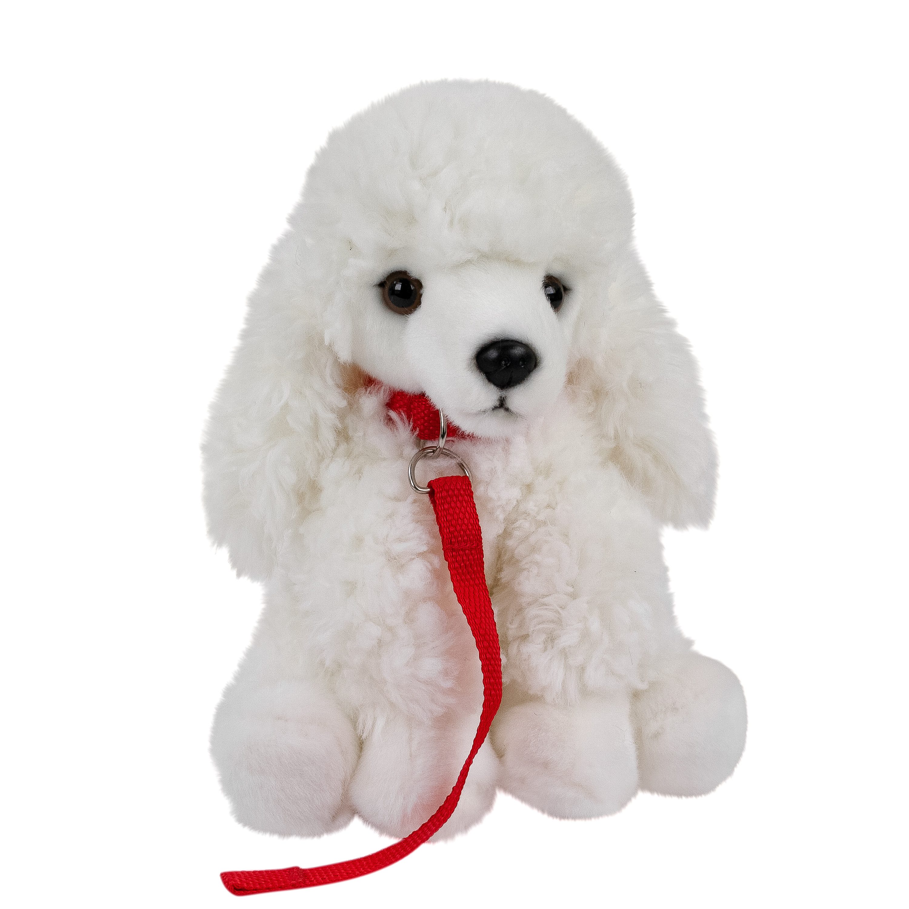 Teddys Rothenburg Kuscheltier Pudel mit Leine sitzend weiß 28 cm Plüschhund