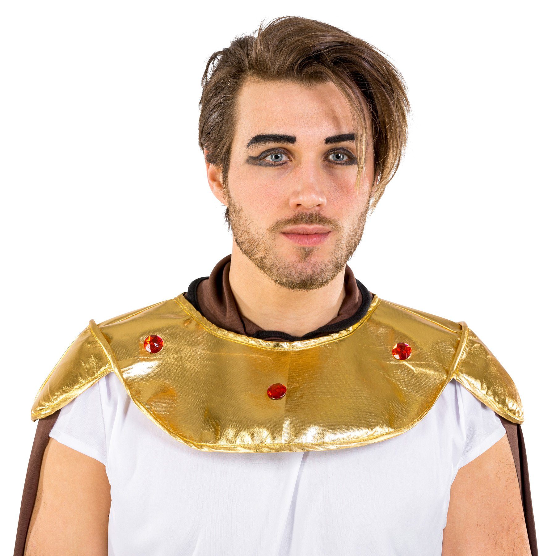 dressforfun Kostüm Schwertkämpfer/Krieger, in gold, Gr. S, Bequemes Gewand, Edles Cape, Goldener Bindegürtel in Metalloptik, Graziöser goldener Kragen bindbar