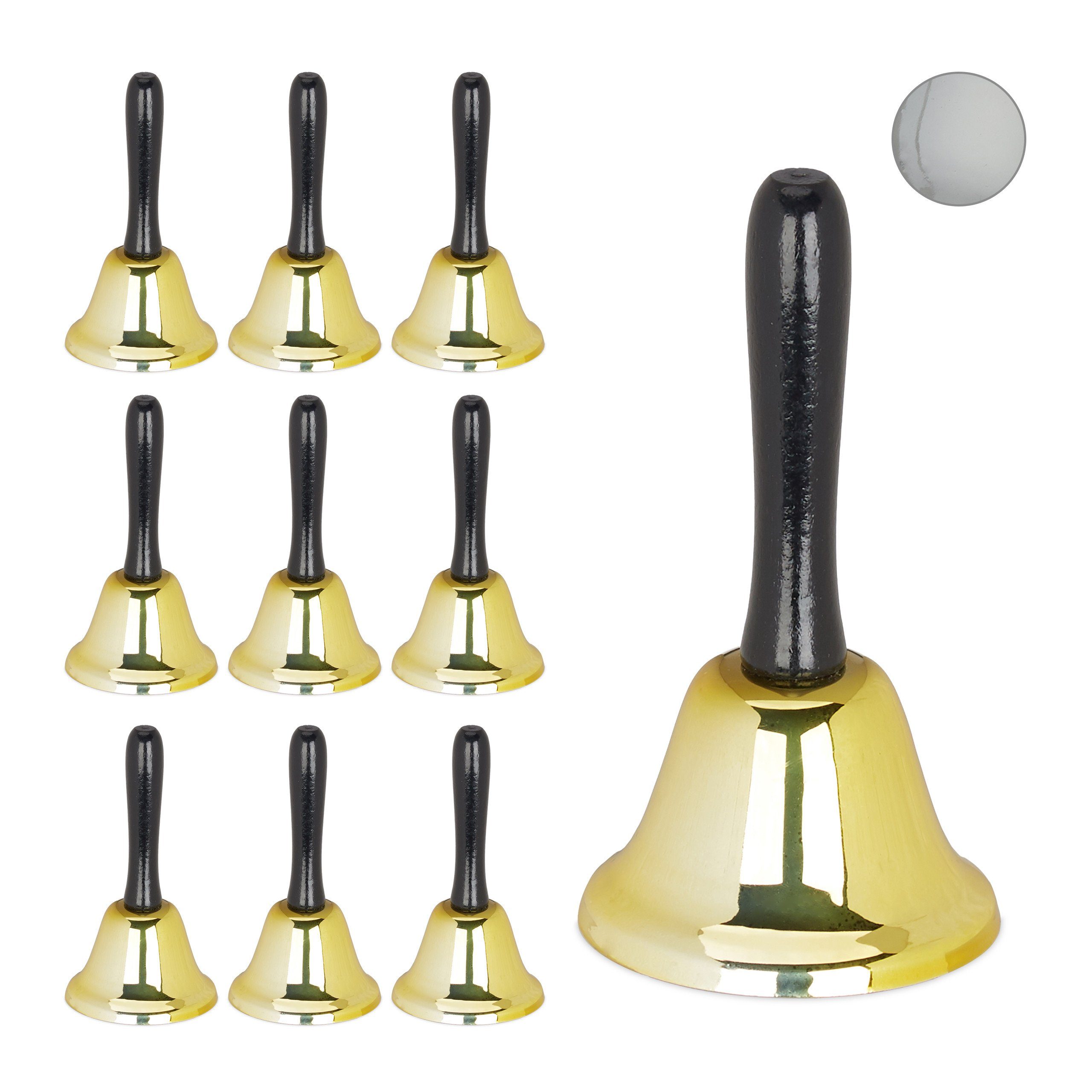relaxdays Dekofigur 10 x Tischglocke Handglocke günstig online kaufen
