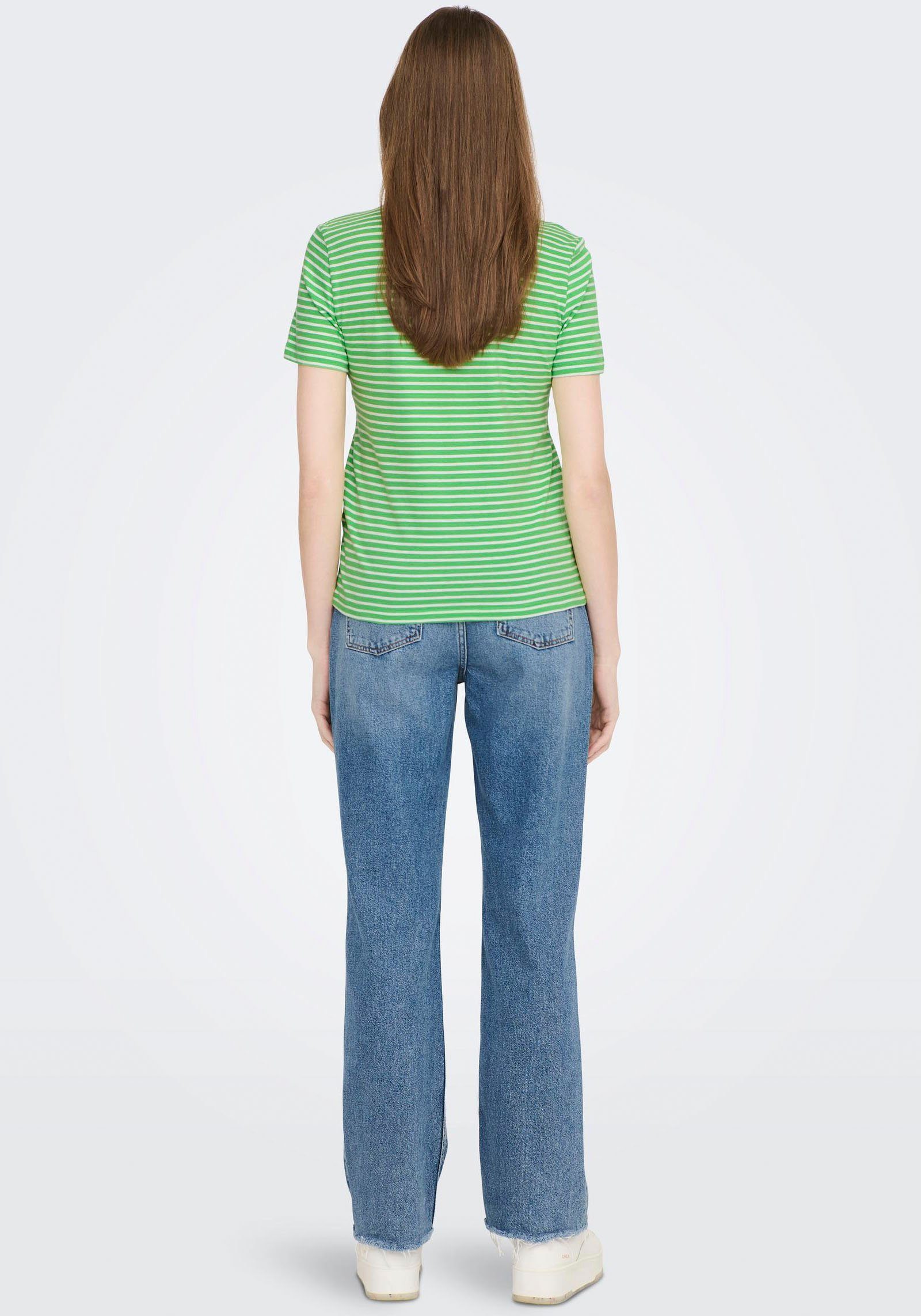 ONLY Rundhalsshirt Green REG (purple S/S Print:Happy ONLWEEKDAY JRS rose) Vibrant STRIPE TOP BOX