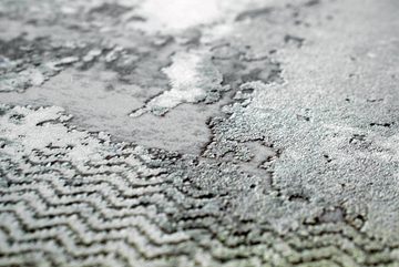 Wollteppich Wollteppich Luxus Teppich abstrakt mit Naturfasern grau creme, Carpetia, rechteckig, Höhe: 7 mm, Maschinengewebt