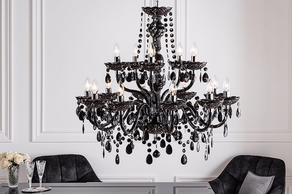 riess-ambiente Kronleuchter BLACK CRYSTAL XL 80cm schwarz, ohne Leuchtmittel, Hängelampe · Wohnzimmer · Acryl · Schlafzimmer · Barock Design