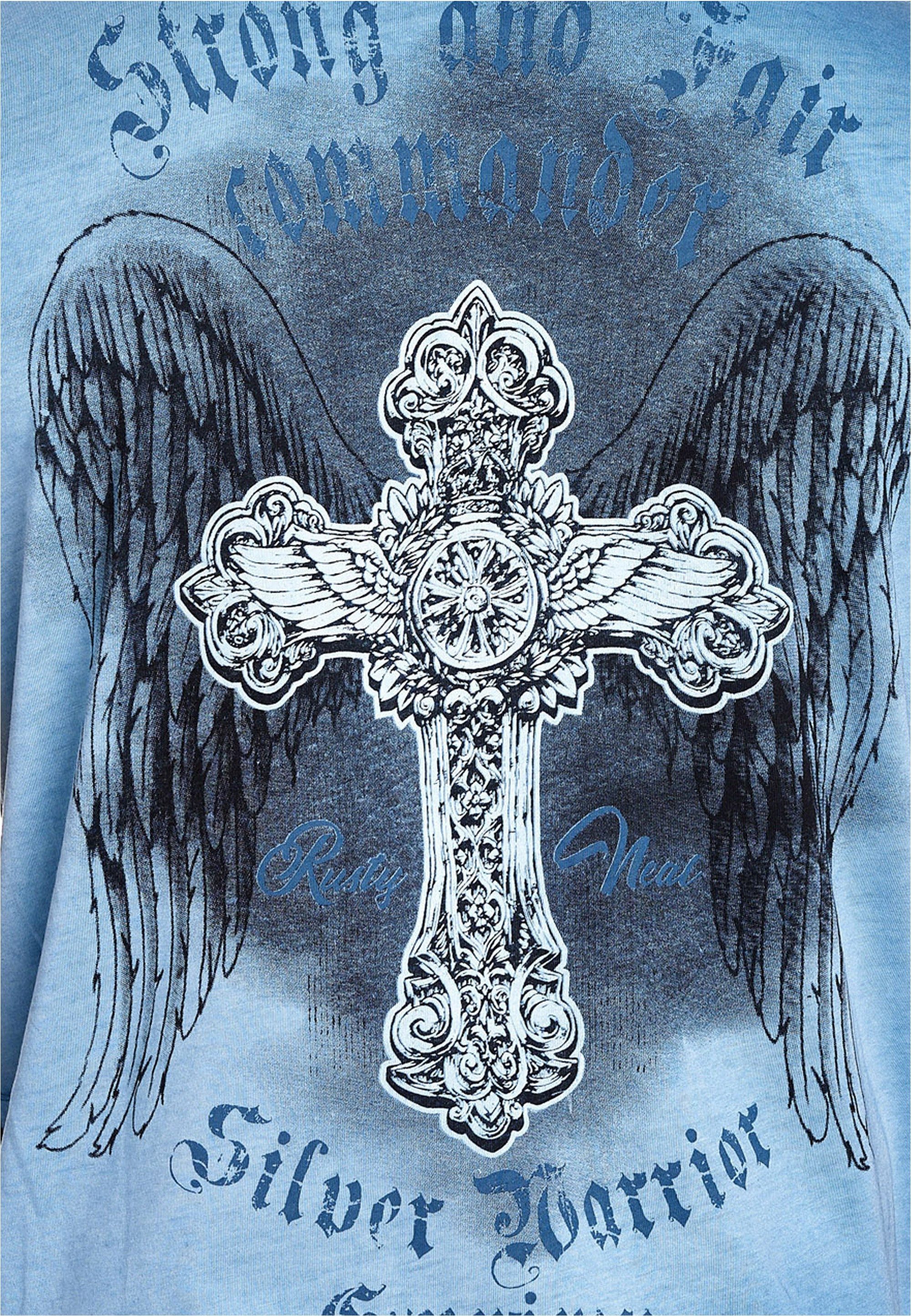 Rusty Neal T-Shirt mit modischer Knopfleiste