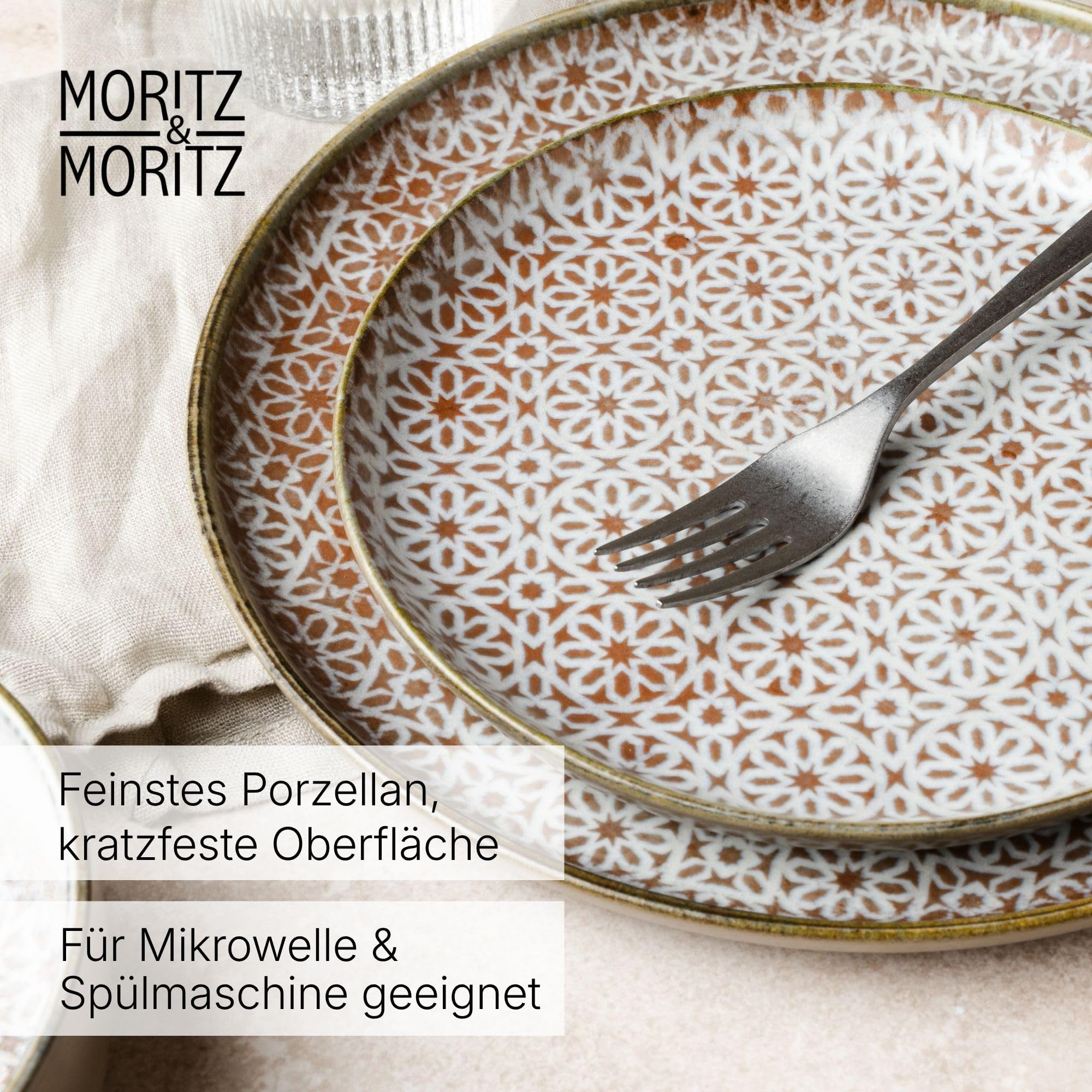 Moritz & Moritz Kombiservice ALHAMBRA Geschirrset Mousse (18-tlg), 6 Personen, Porzellan, Spülmaschinengeeignet & Mikrowellensicher – Bild 5 von 5