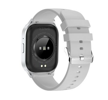 MIRUX Watch 48mm Aktivitätstracker BT-Anruf NFC Sport Fitness Silber Smartwatch
